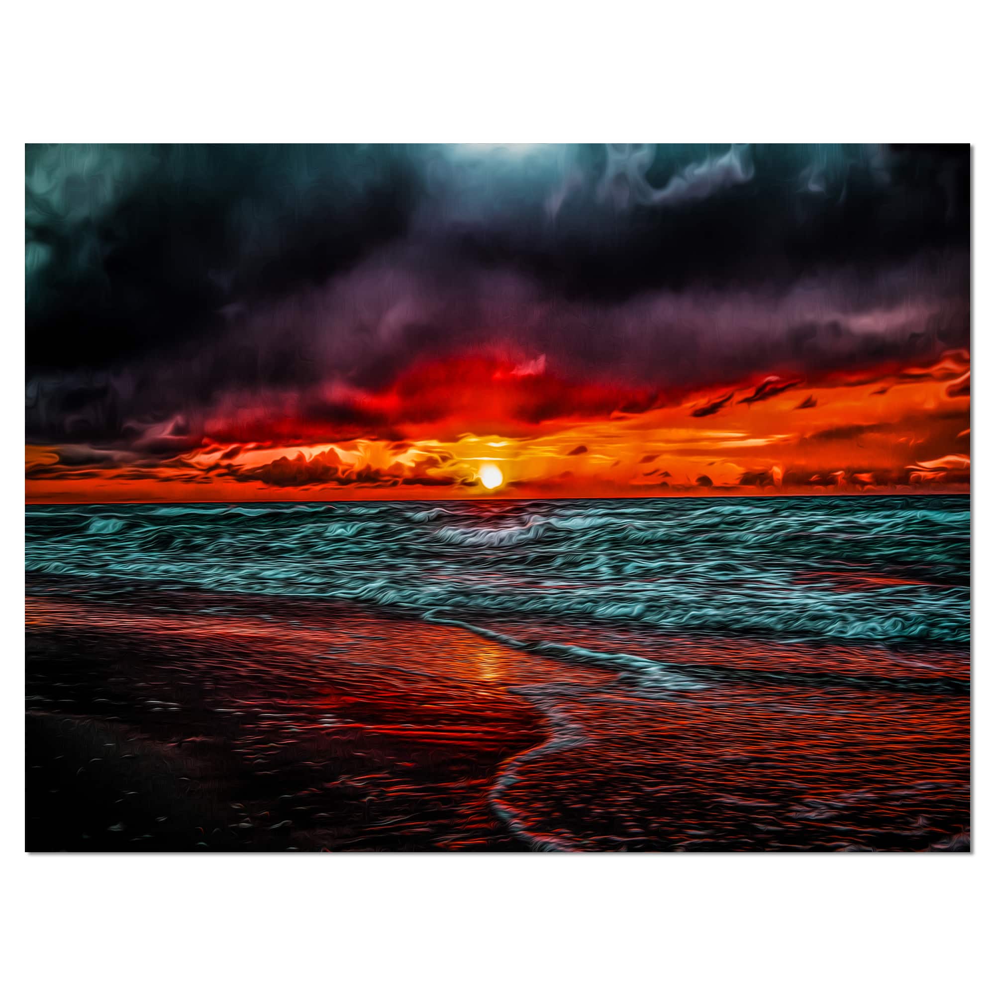Designart - Red Sunset over Blue Waters
