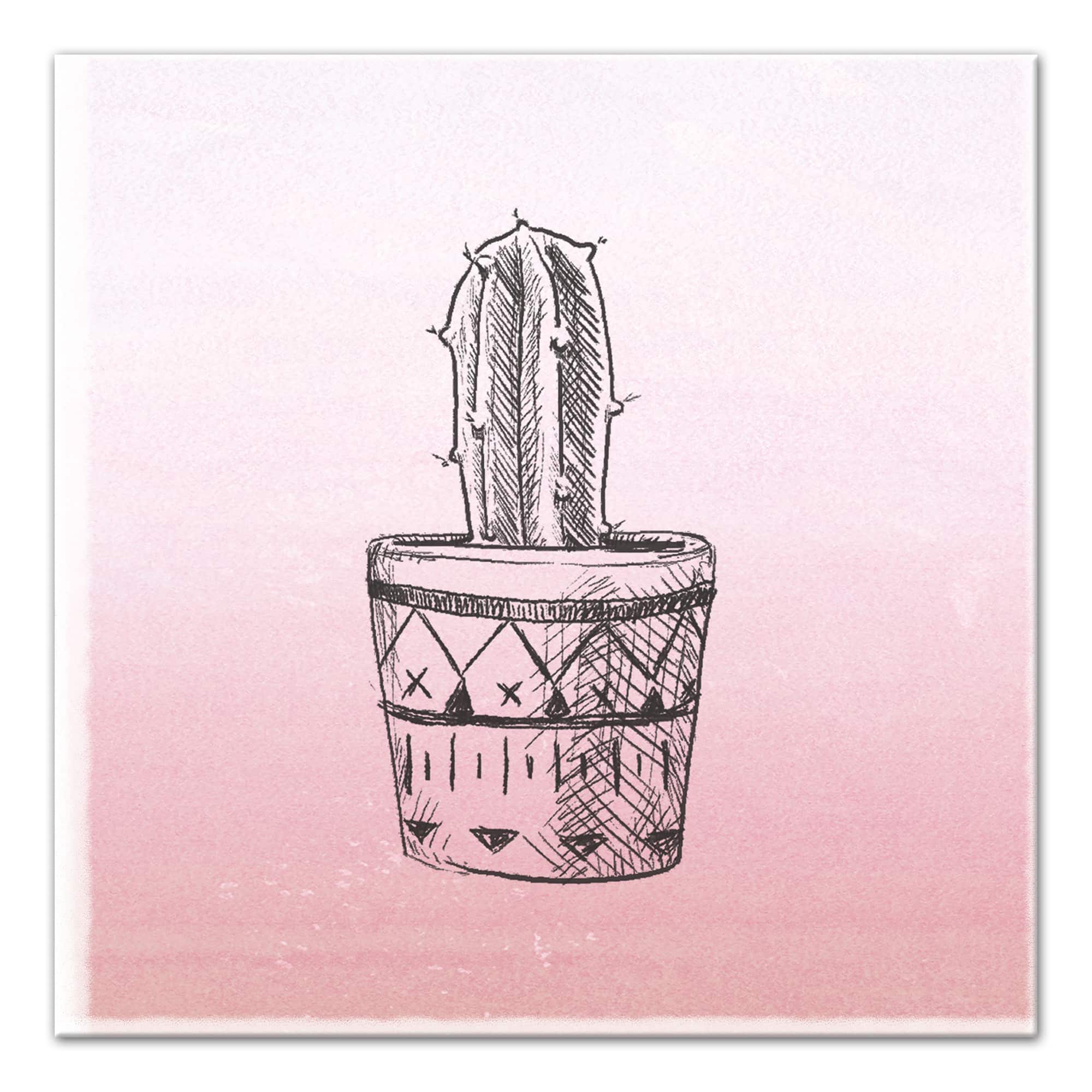 Pink Single Potted Cactus 16" x 16" Canvas Wall Art