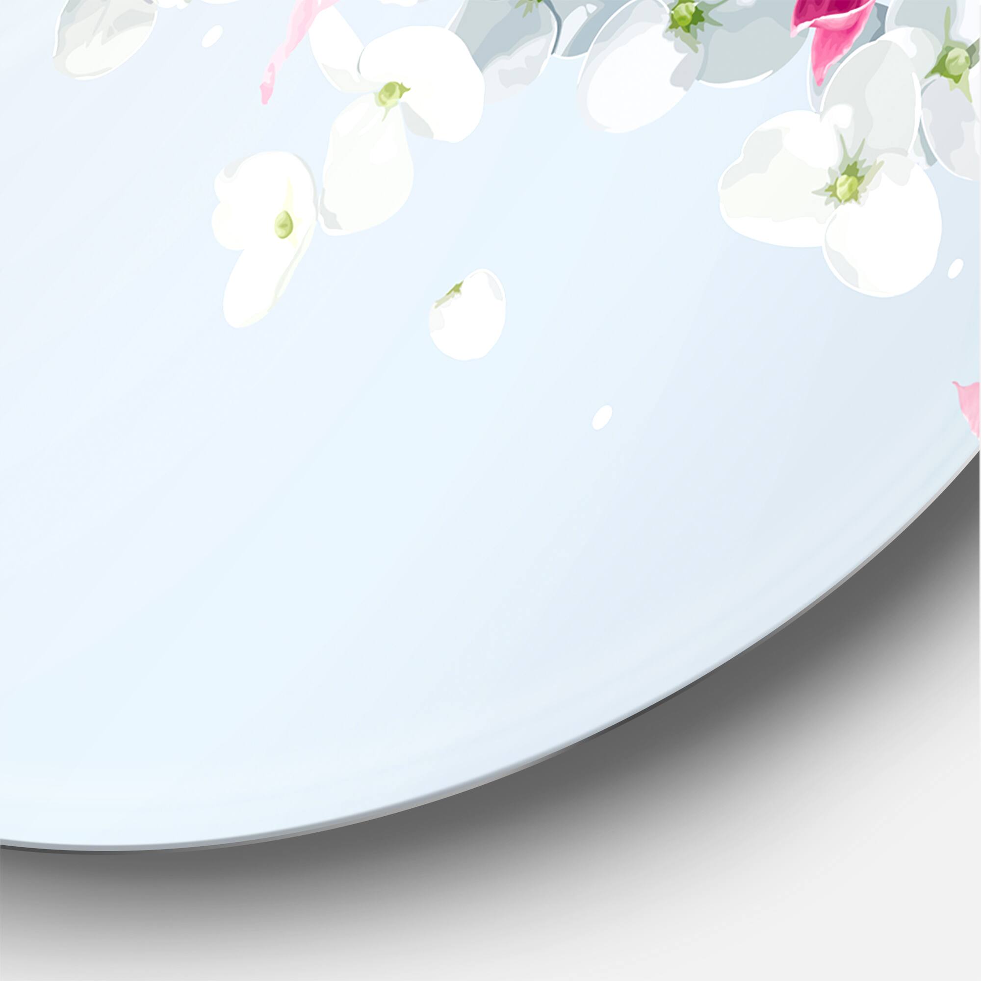 Designart - Chrysanthemums and Apple Blossom - Traditional Metal Circle Wall Art