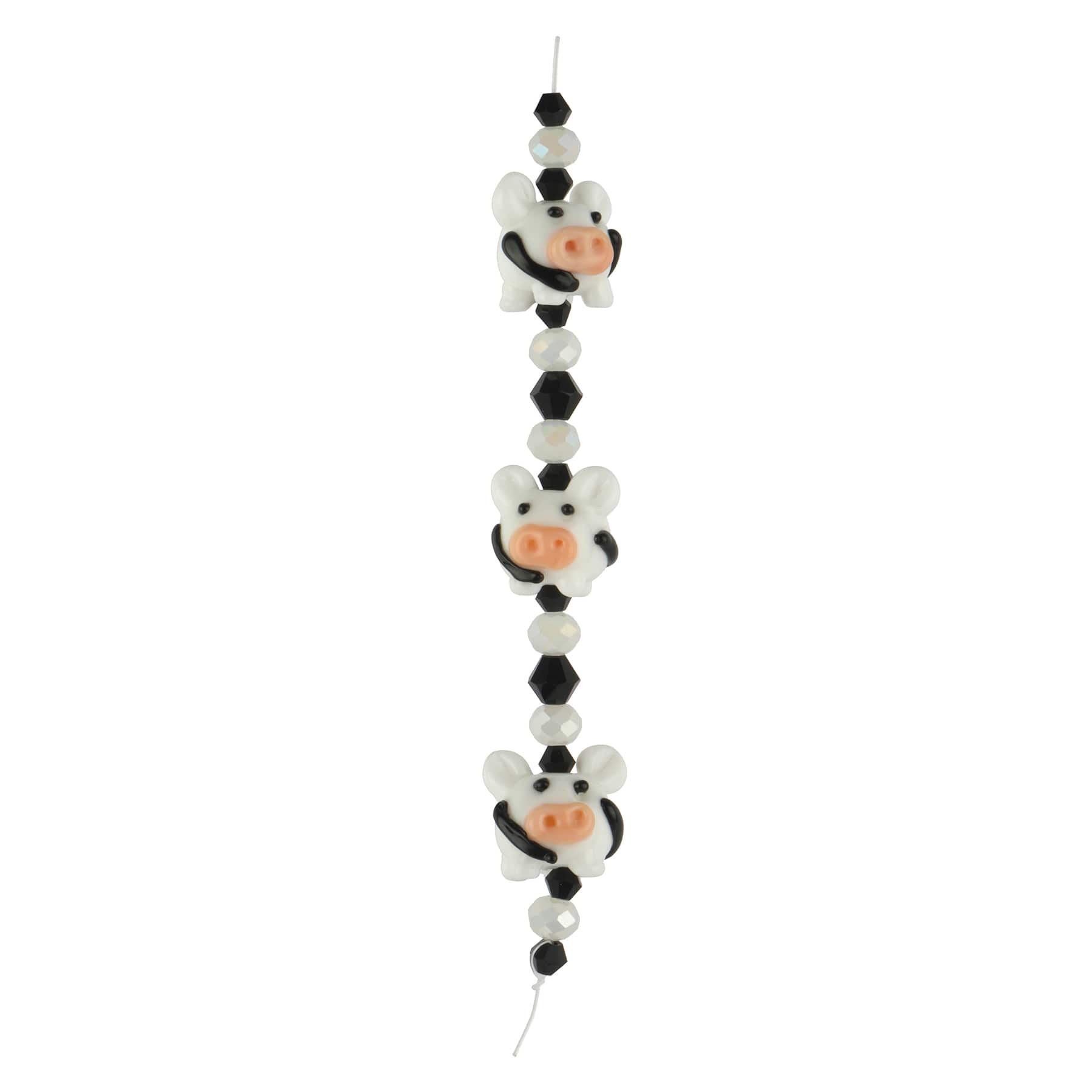 Black & White Lampwork Glass Pig Beads by Bead Landing™