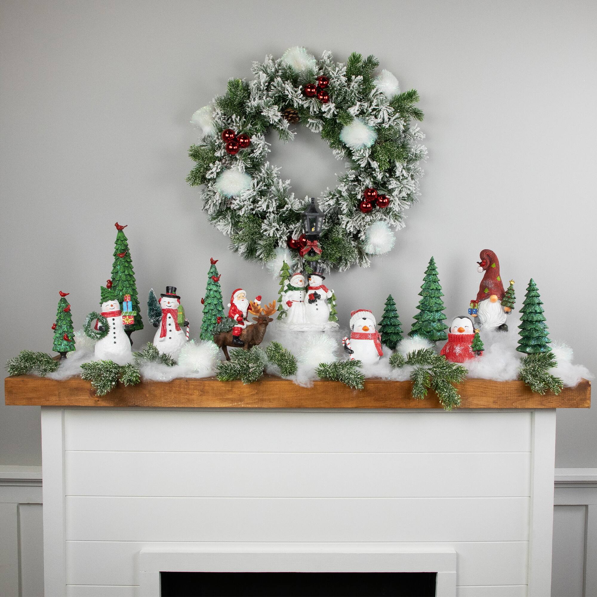 12" Green Glittered Tree with Brown Base Christmas Decoration