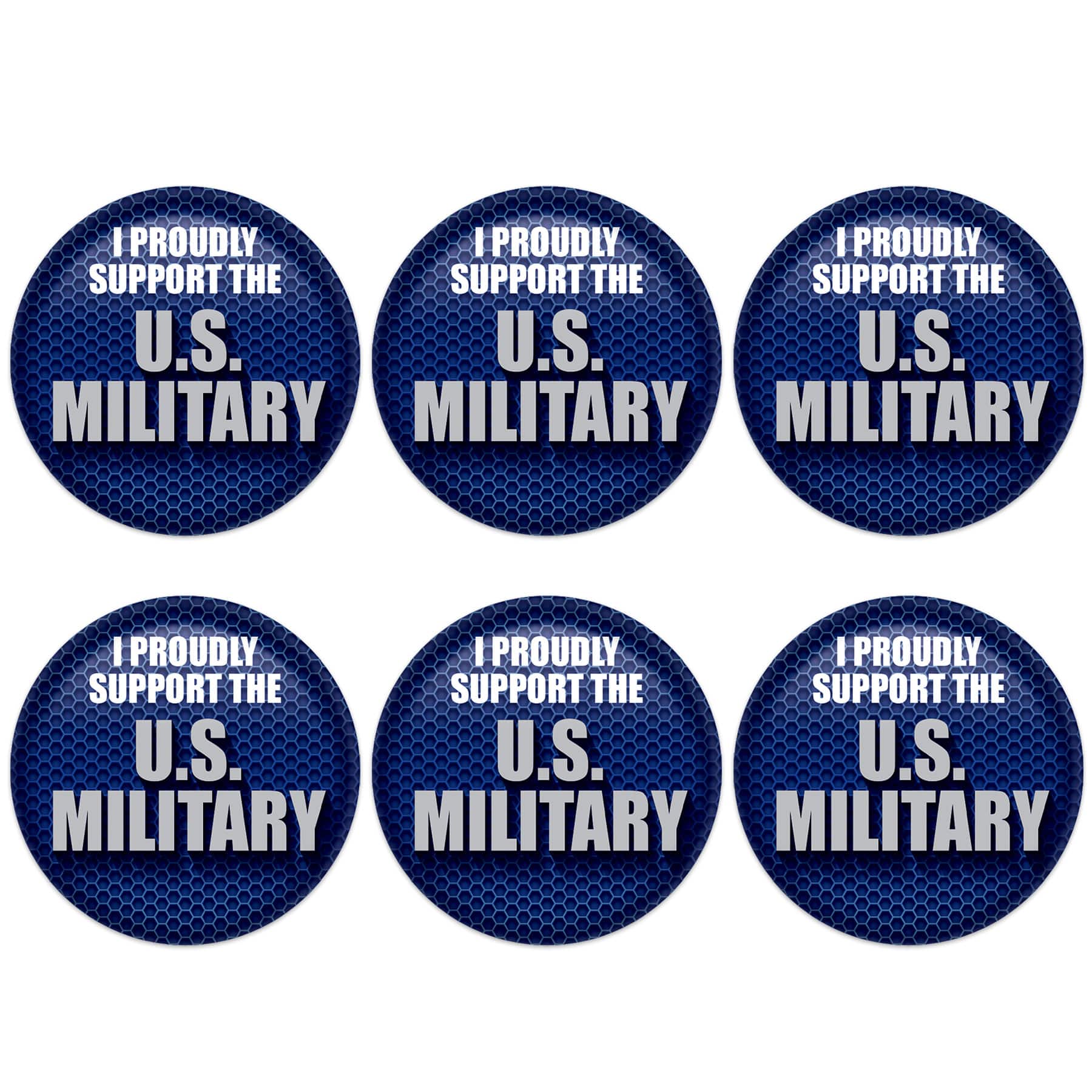 Beistle 2" Blue & Silver I Proudly Support US Military Buttons, 6ct.