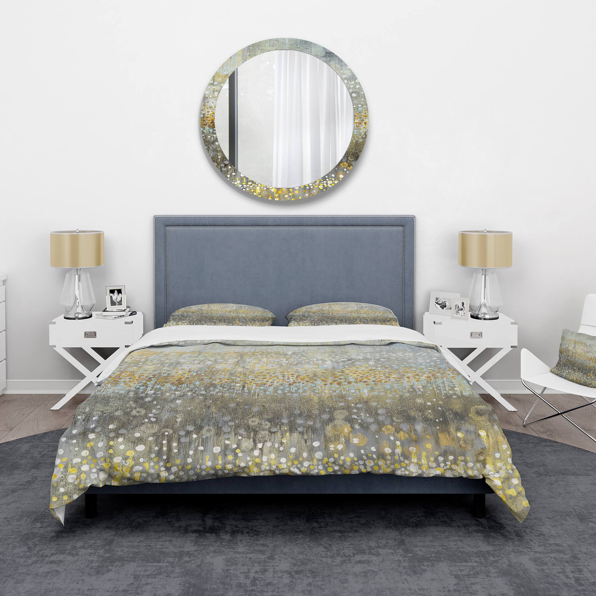 Designart 'Glam Rain Abstract IV' Glam Bedding Set - Duvet Cover & Shams