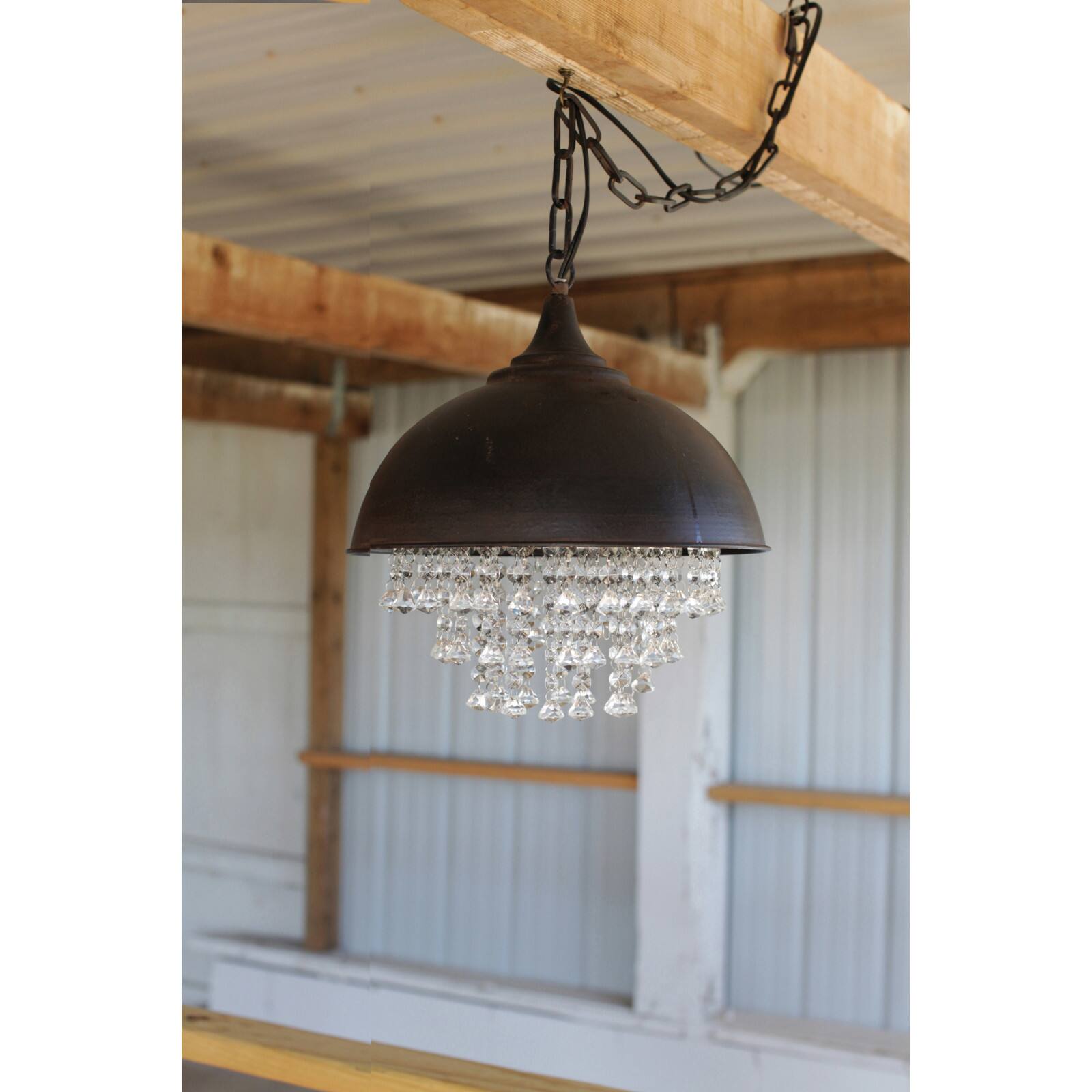 Hello Honey® 15" Antiqued Bronze Chandelier with Hanging Crystals