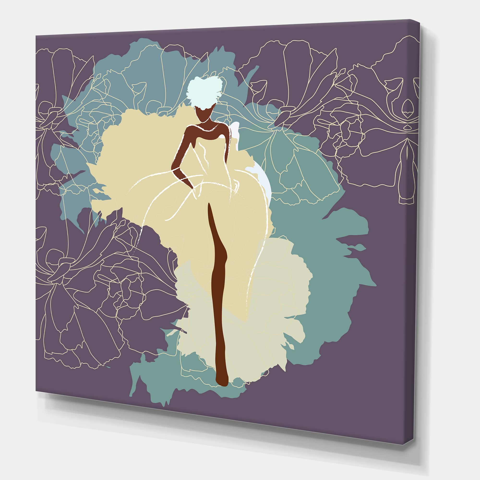 Designart - African American Woman In Gorgeous Wedding Dress - Modern Canvas Wall Art Print