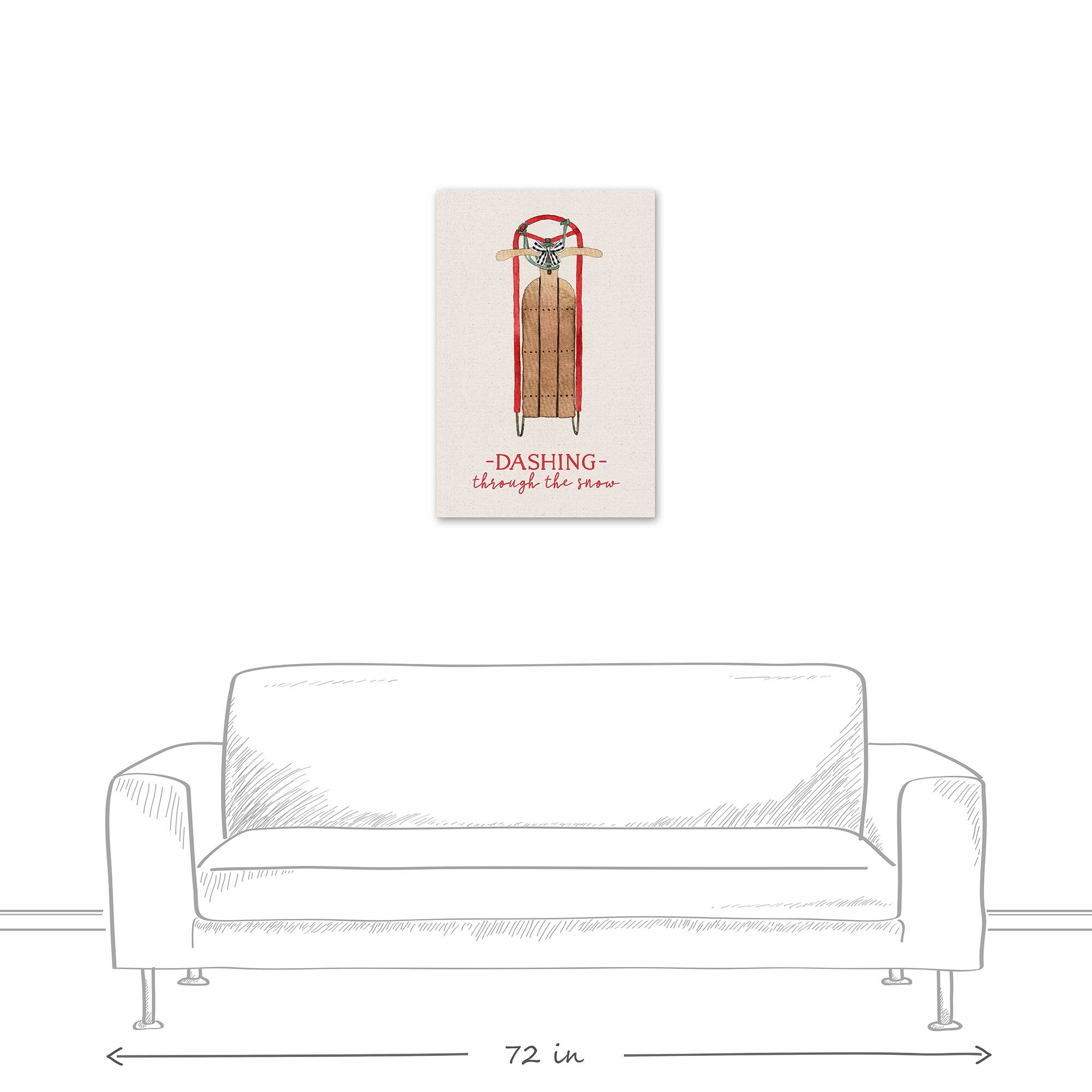 Dashing Snow Sled 20x30 Canvas Wall Art