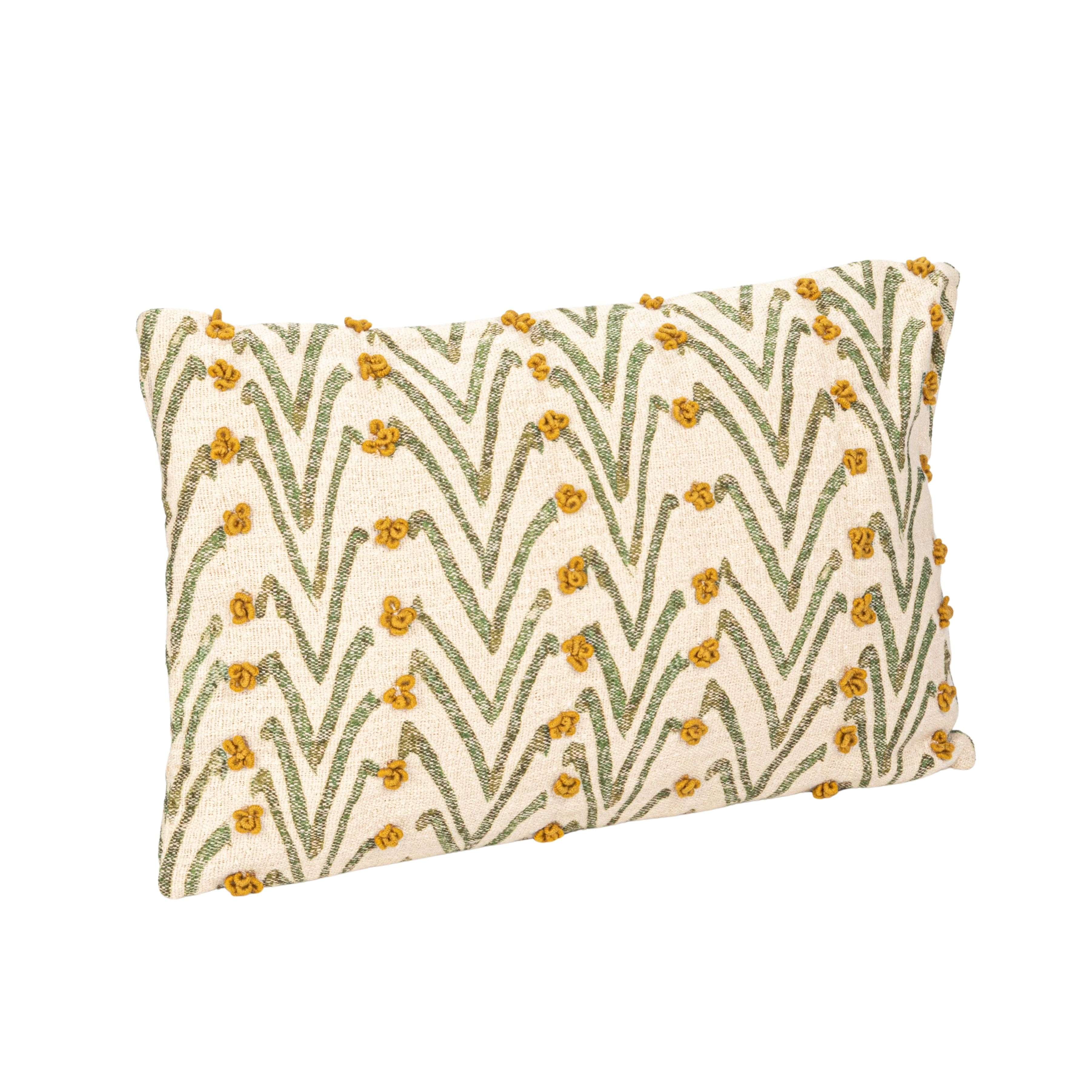 Hello Honey® 24" Natural, Green & Mustard Floral Pattern Lumbar Pillow