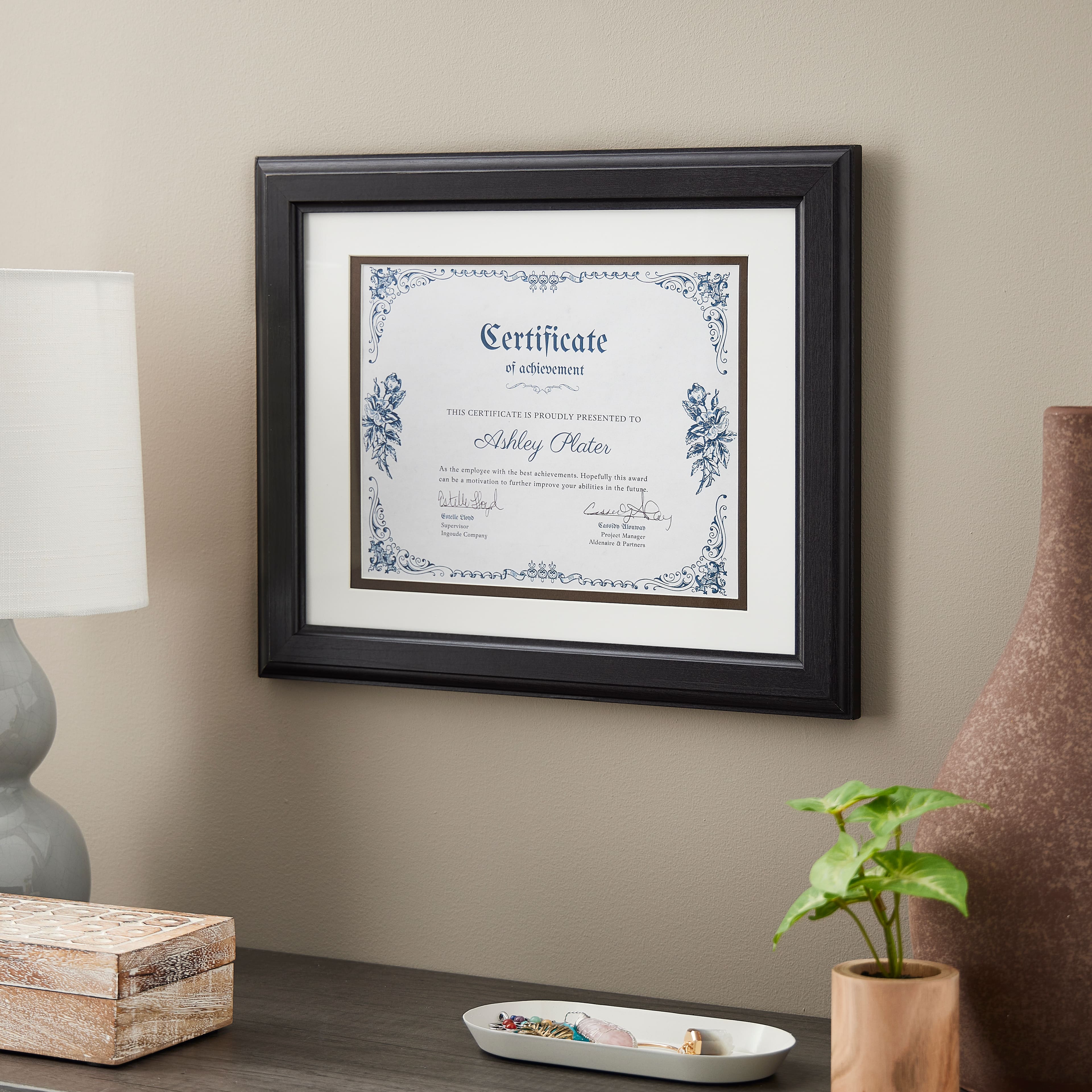 11" x 14" Brown Document Frame with Double Mat by Studio Décor®