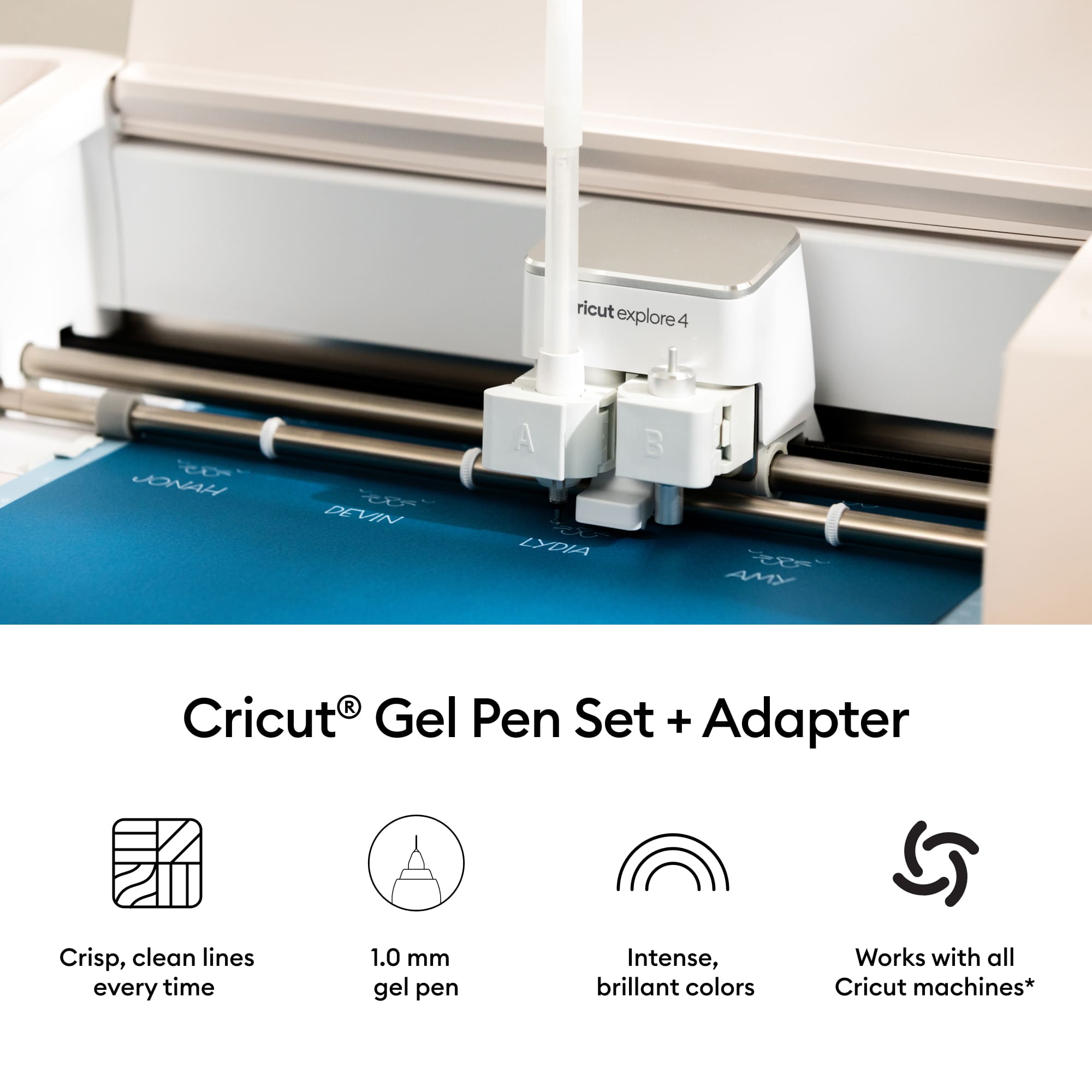 Cricut® 1.0mm Peacock Sampler Gel Pen Set + Adapter