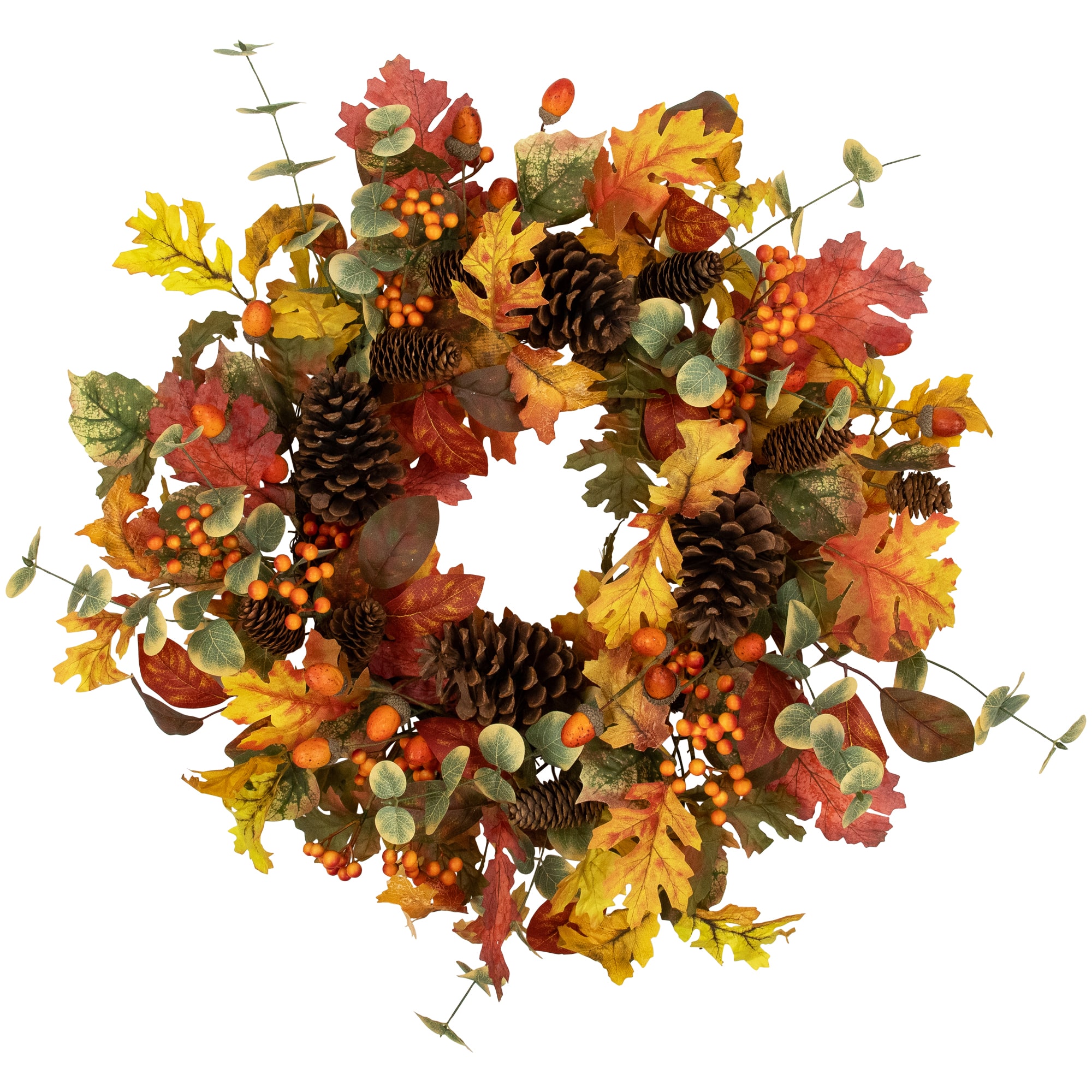 26" Berries, Leaves & Pinecones Fall Harvest Wreath