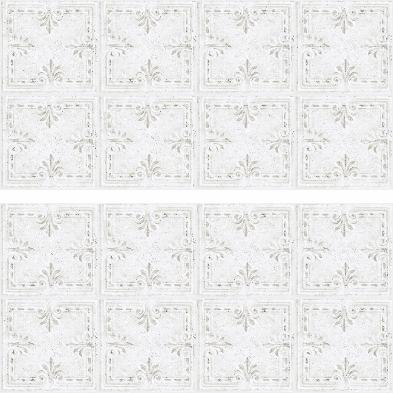 RoomMates White Tin Tile Backsplash Peel & Stick Giant Wall Decals
