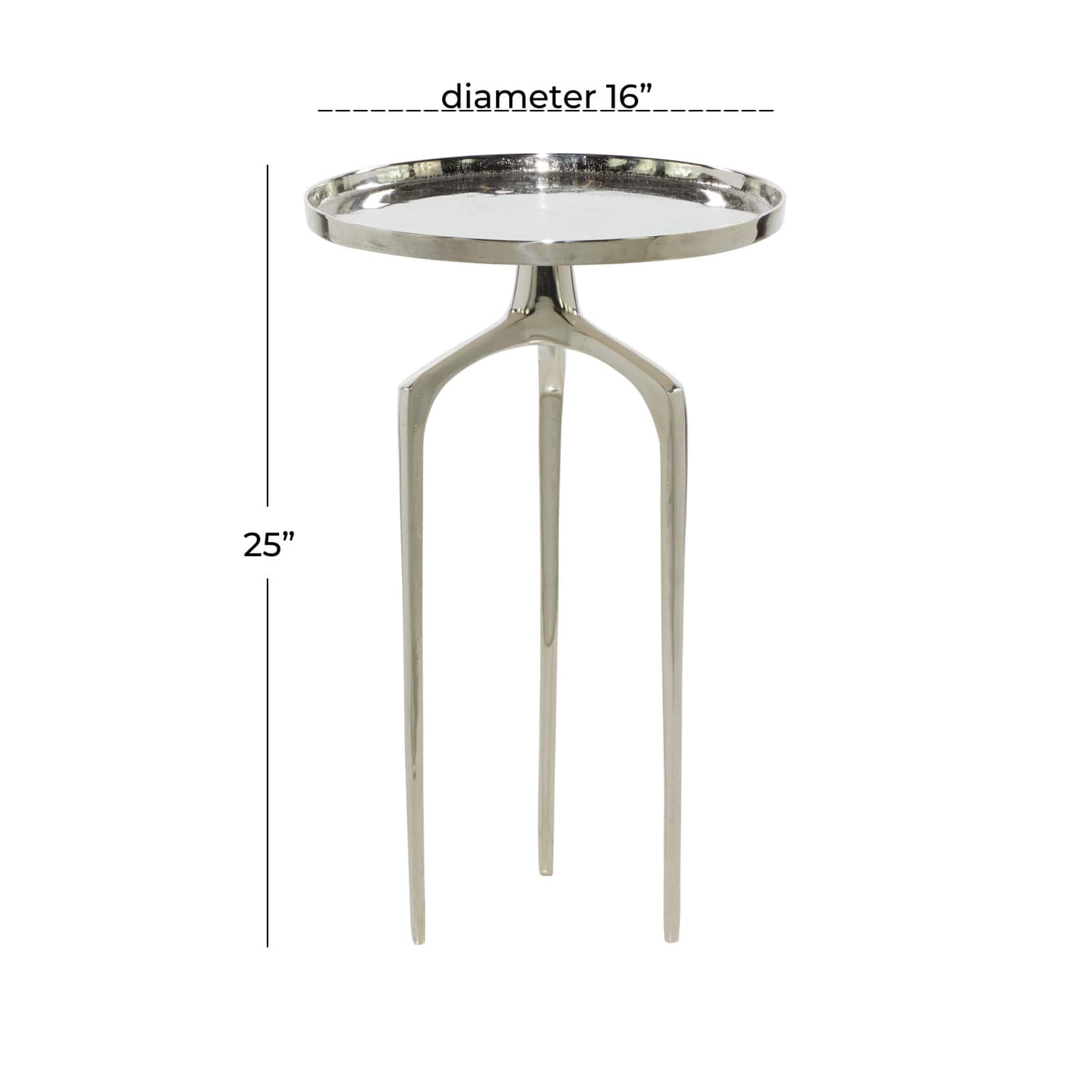 25" Contemporary Round Silver Aluminum Raised Edge Accent Table