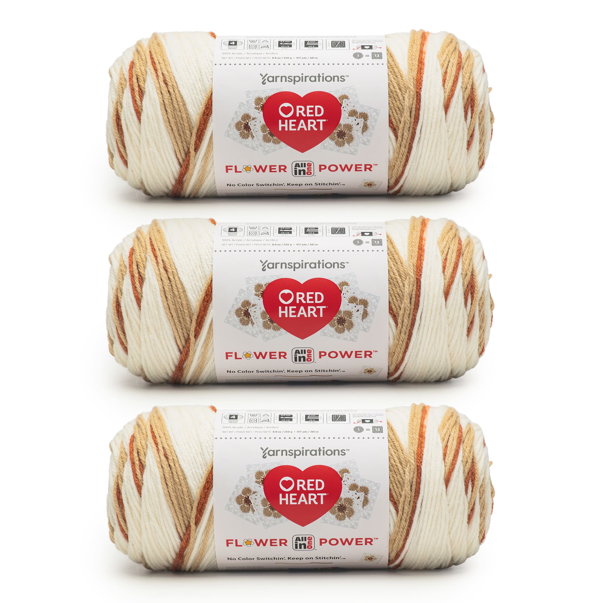3 Pack Red Heart® All In One Flower Power™ Yarn