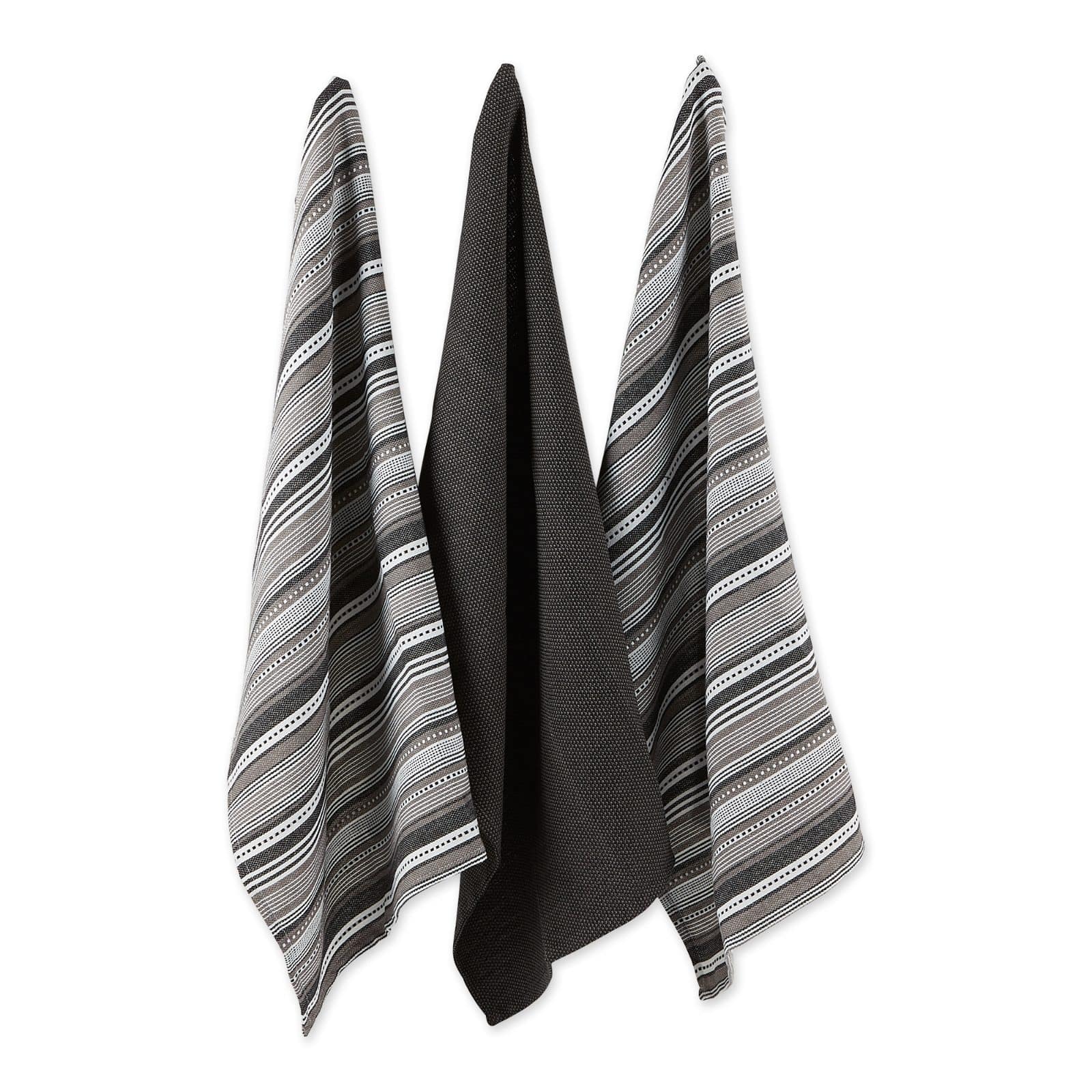 DII® Black Urban Stripe Dishtowel Set