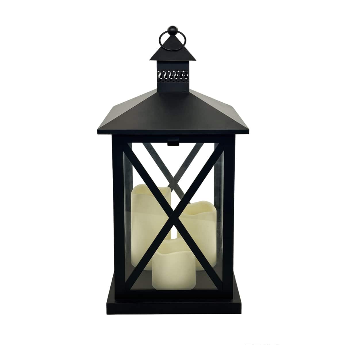 19" Black Lantern with 3 LED Candles by Ashland®