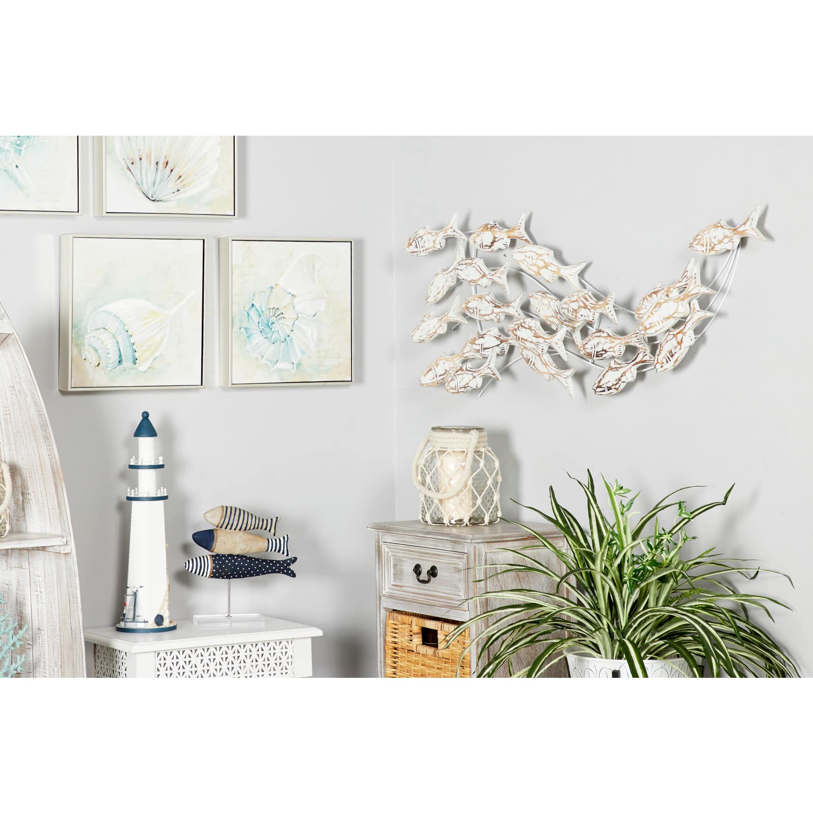 45" White Wood Coastal Wall Decor