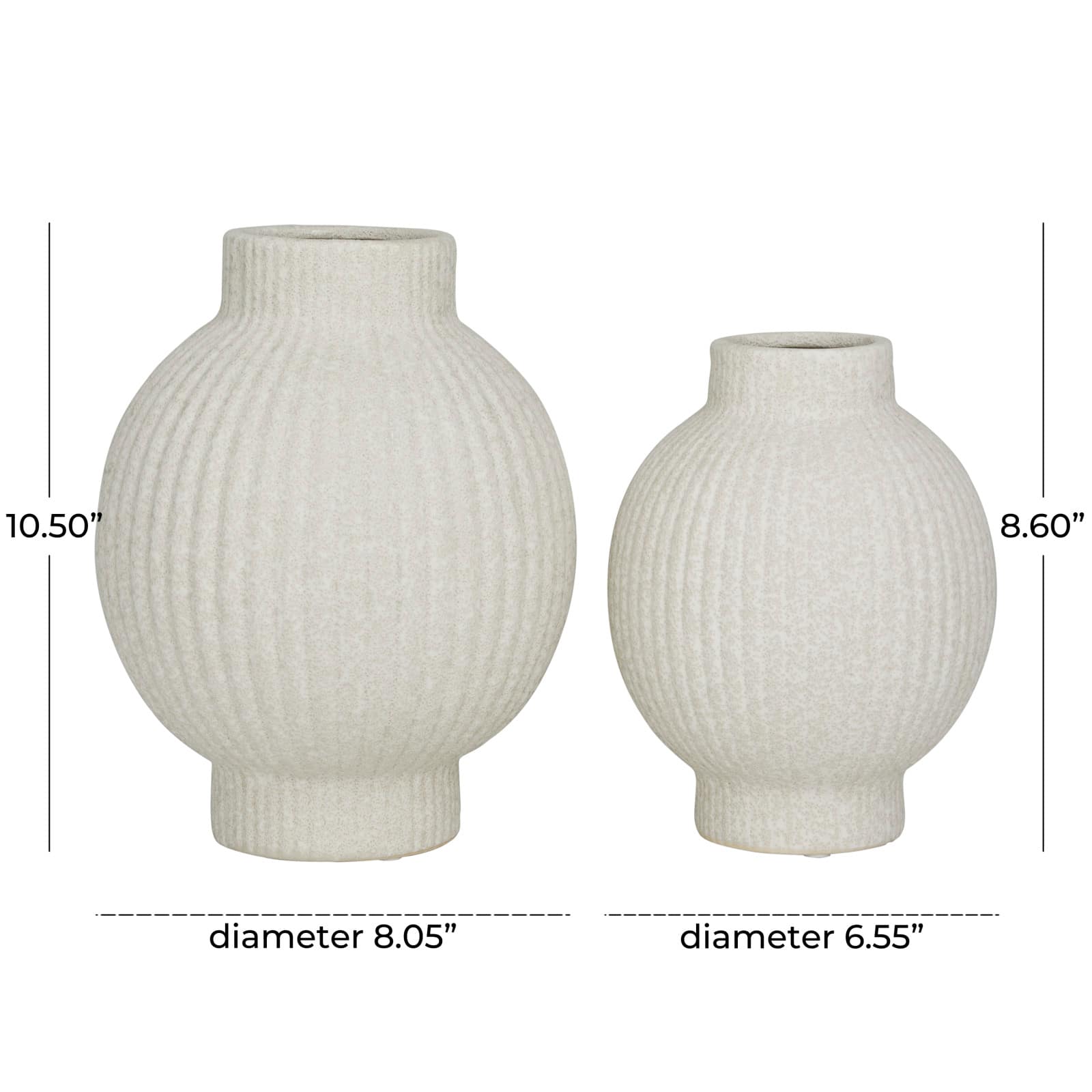 CosmoLiving by Cosmopolitan Ceramic Ribbed Vase Set of 2 11
