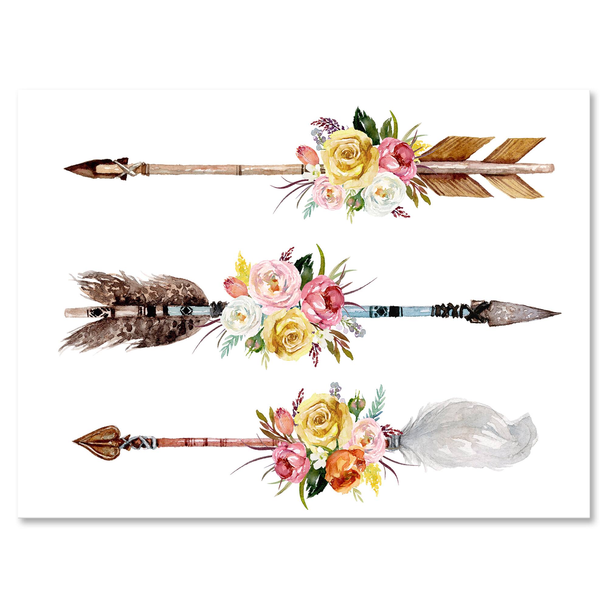 Designart - Ethnic Feathers and Flowers On Native Arrows II