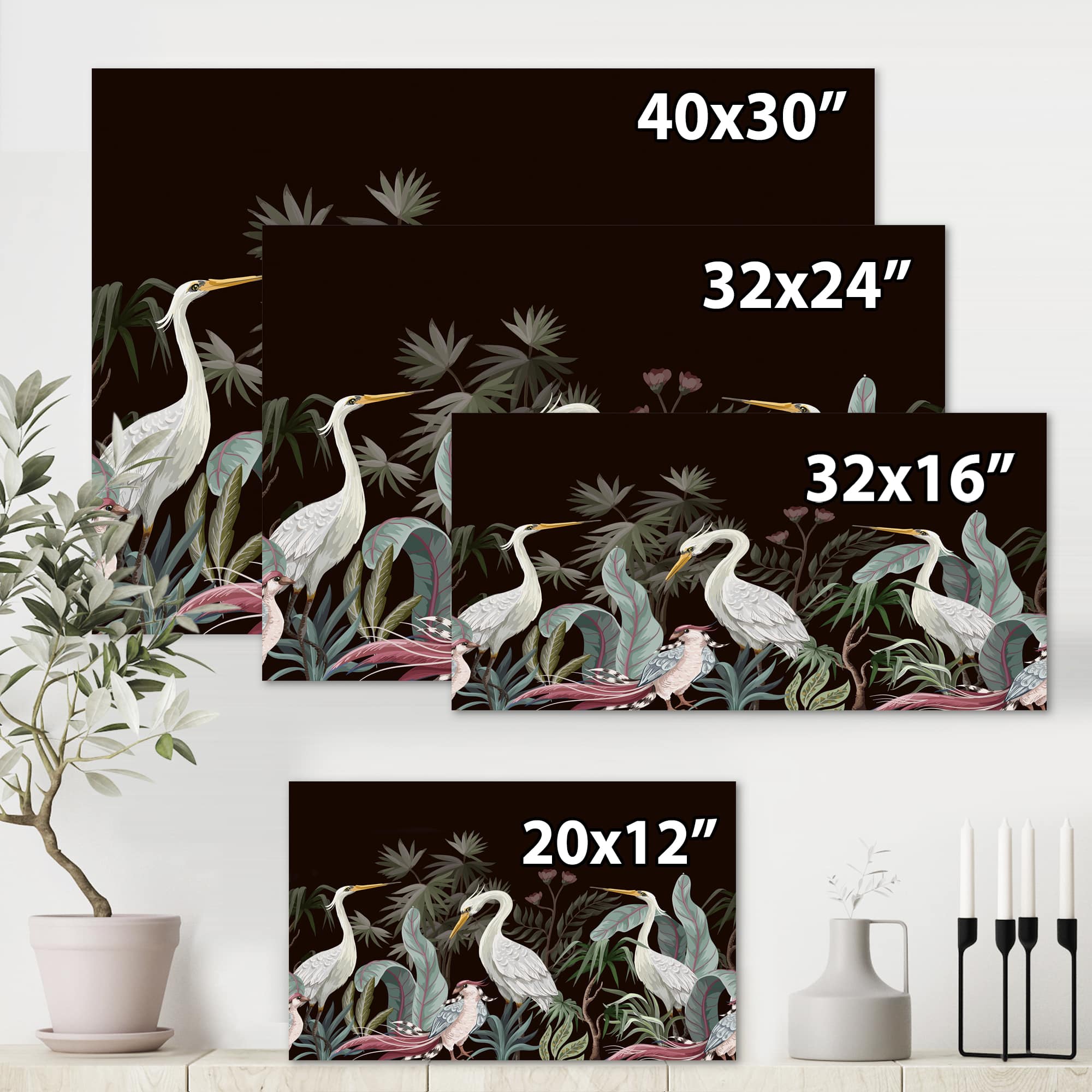 Designart - Chinoiserie With Birds and Peonies III - Traditional Canvas Wall Art Print