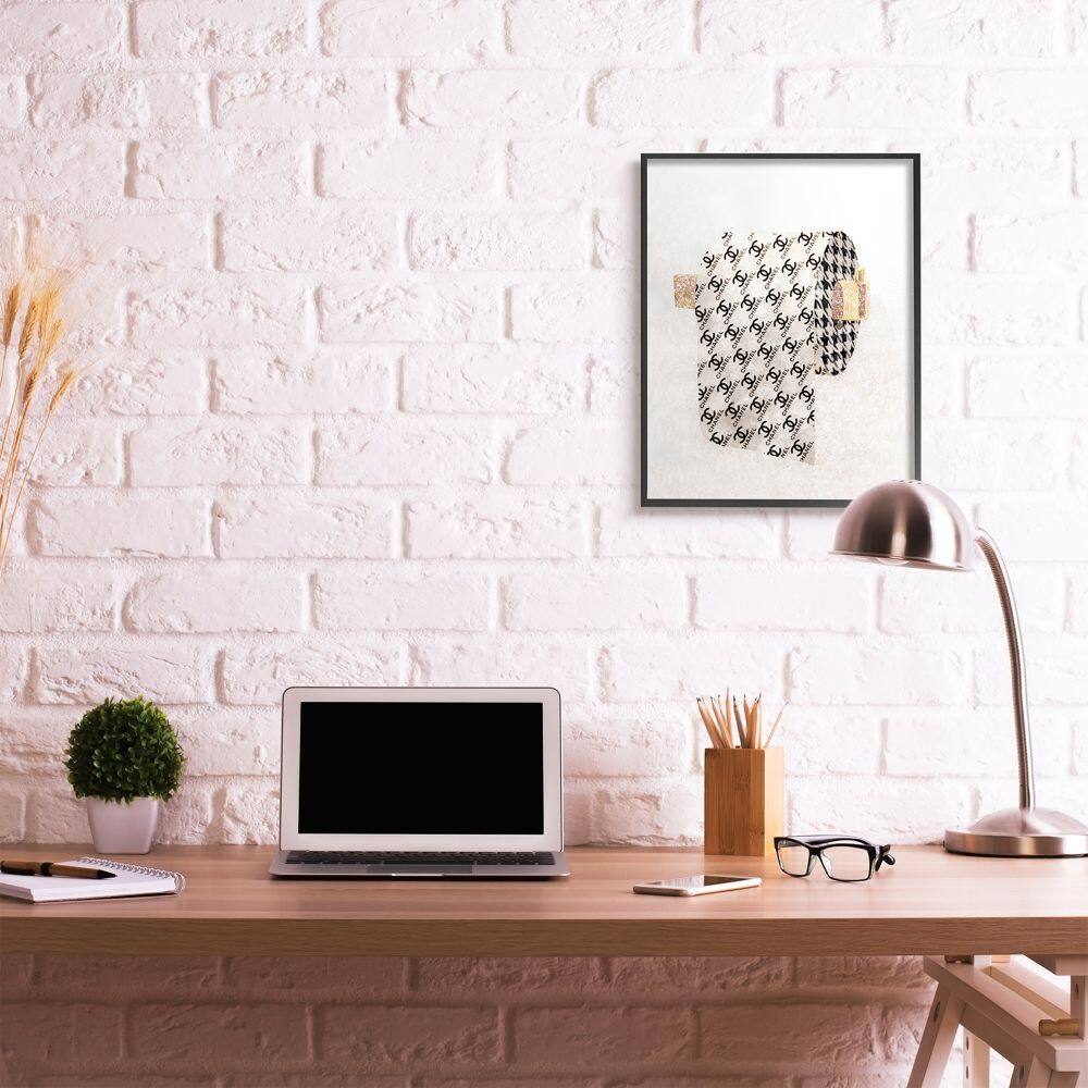 Stupell Industries Fashion Glam Toilet Paper Designer Detailing Framed Wall Art