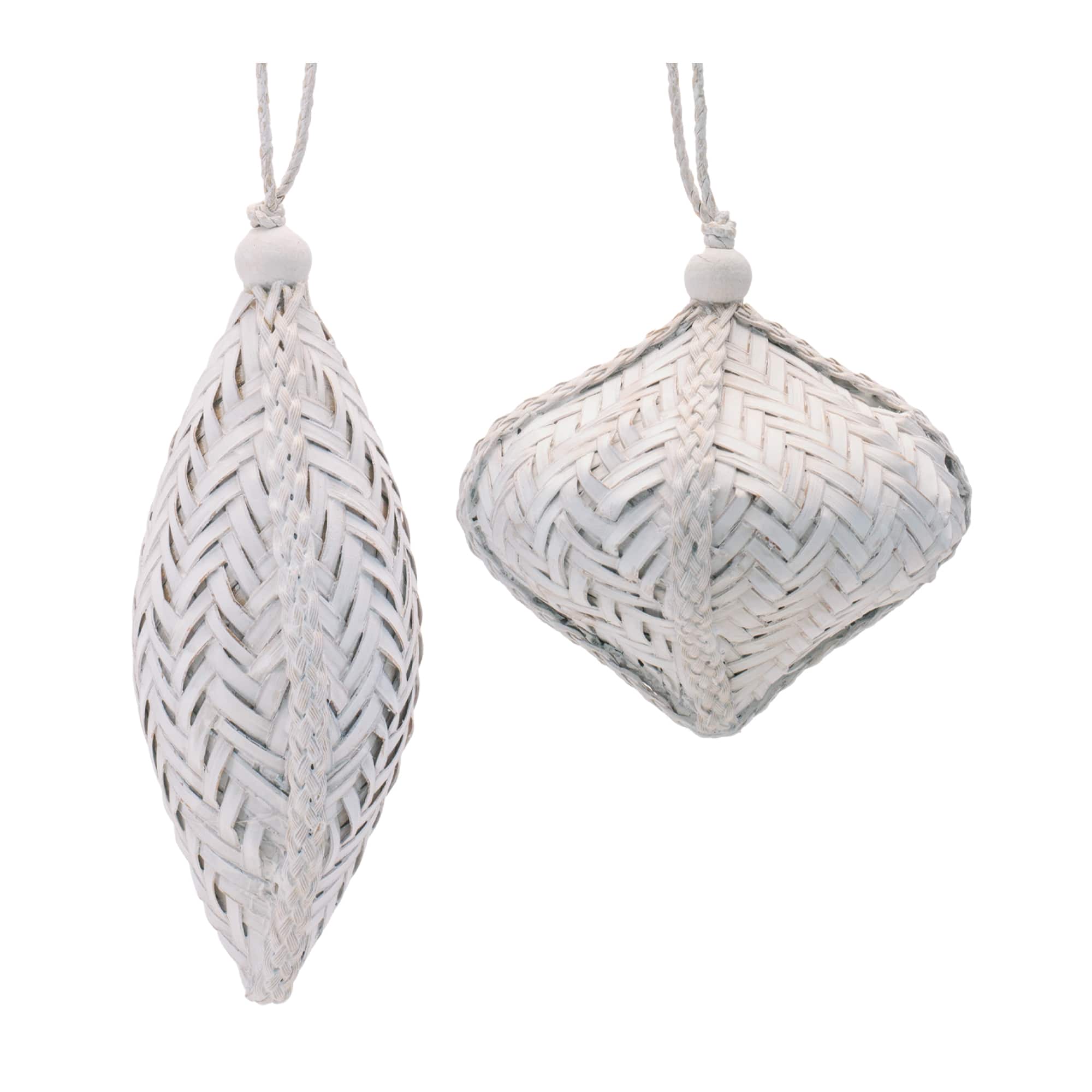 Melrose White Rustic Cane Ornaments Set