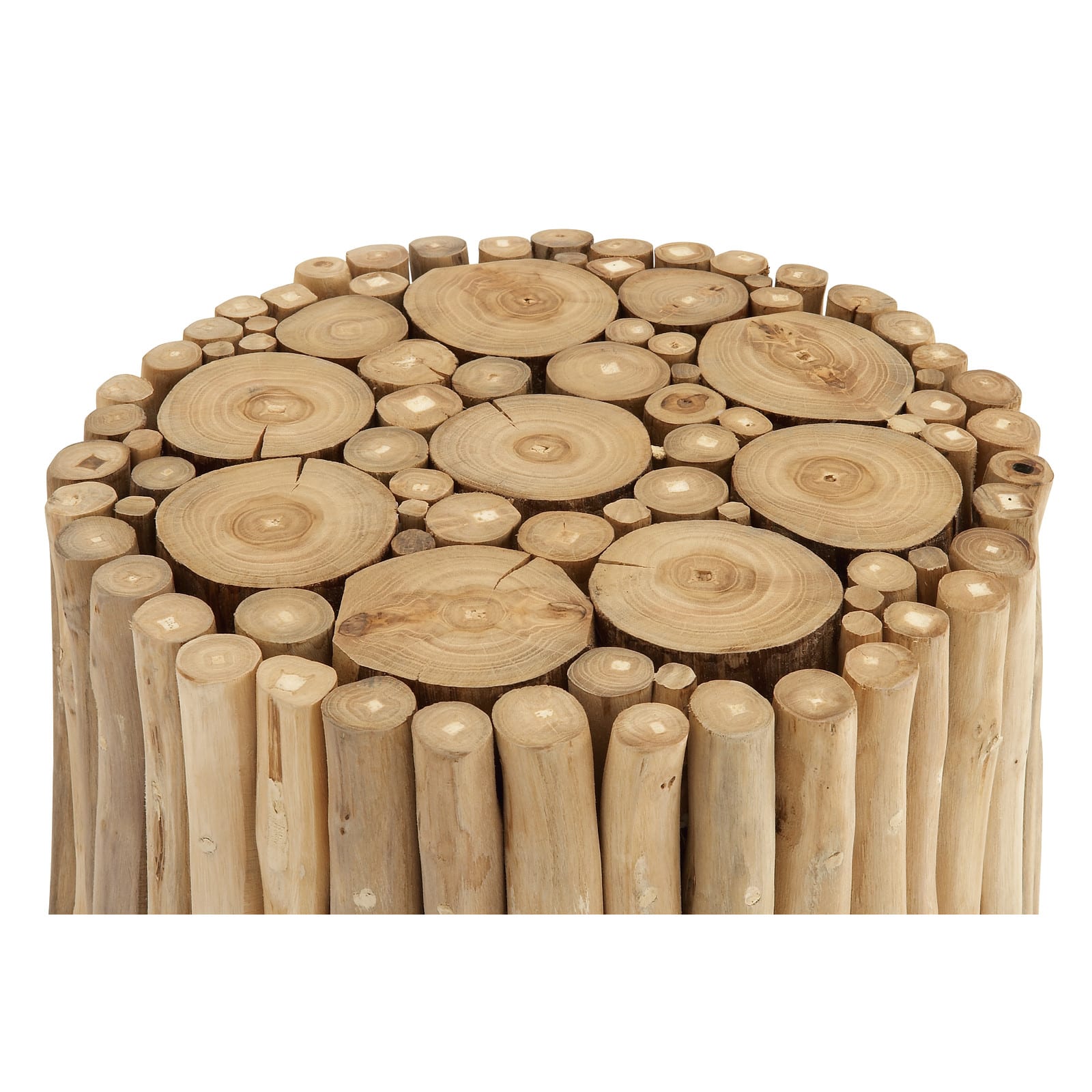 16" Brown Teak Contemporary Foot Stool