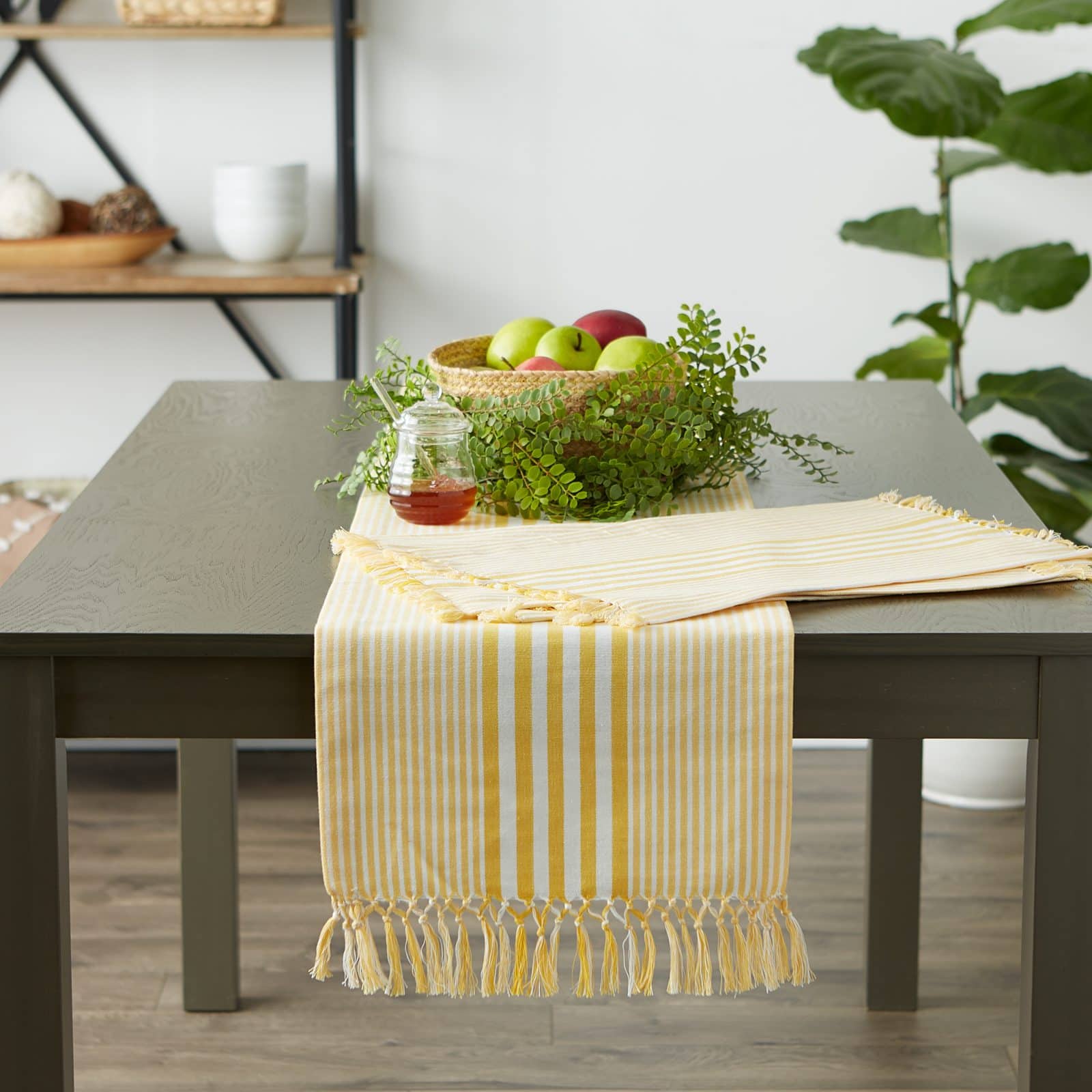 DII® Deep Yellow Stripes With Fringe Placemats, 6ct.