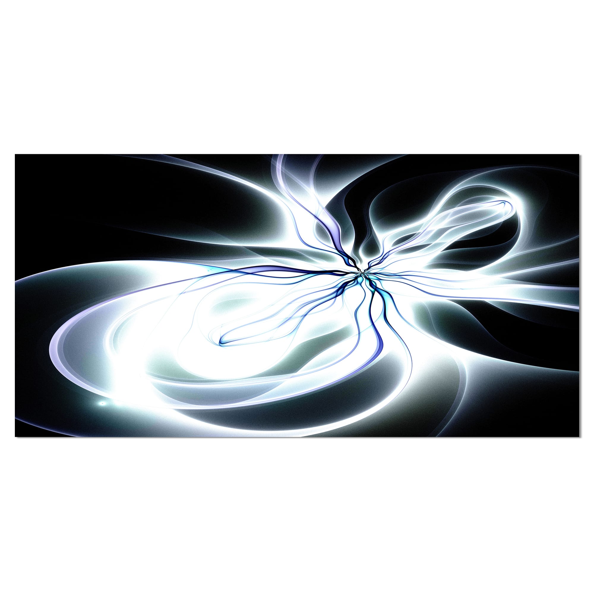 Designart - White Symmetrical Fractal Flower - Oversized Abstract Canvas Art Print