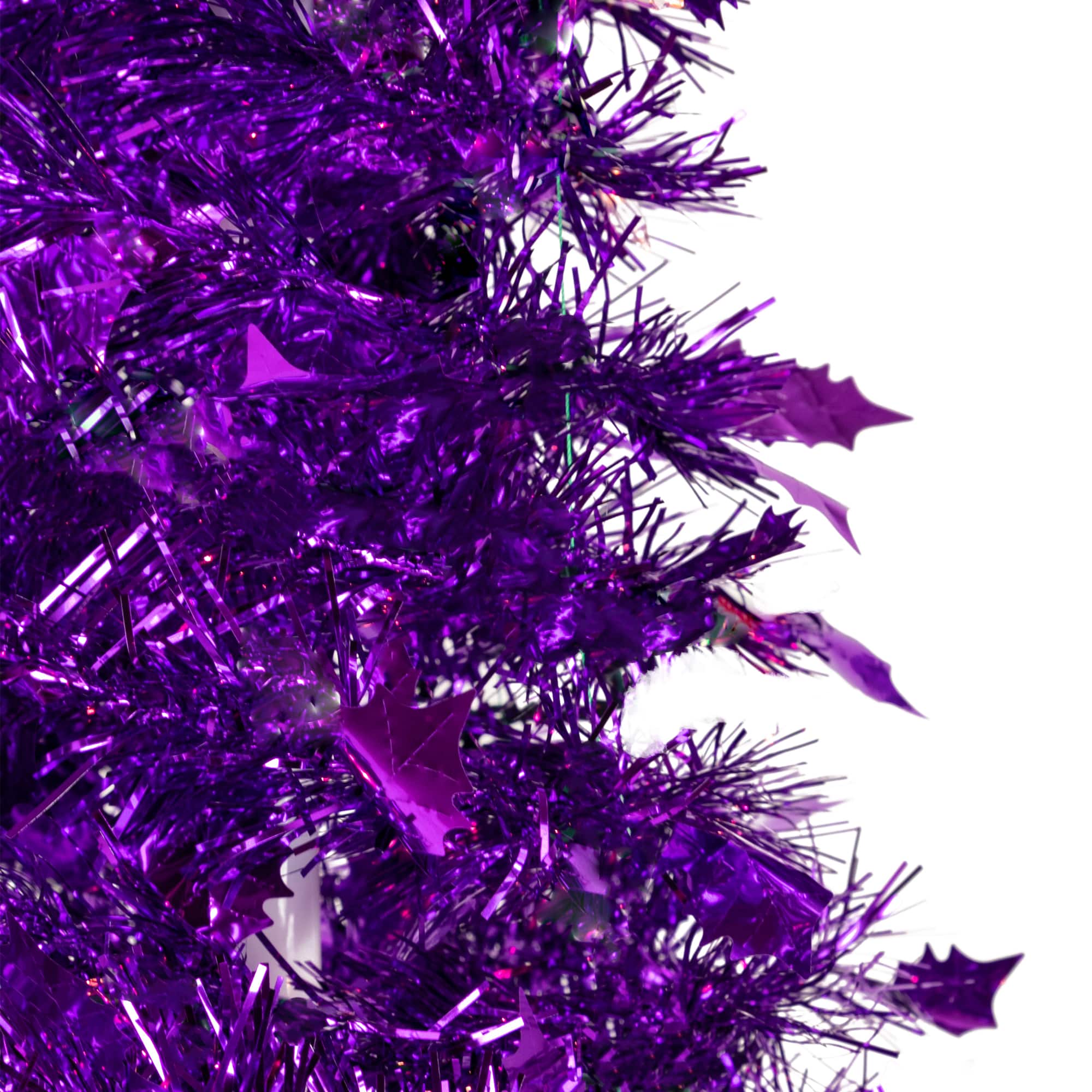 4ft. Unlit Purple Tinsel Pop-Up Artificial Christmas Tree