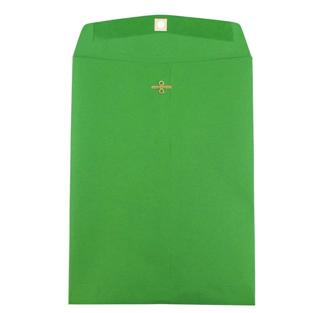 JAM Paper 9" x 12" Brite Hue Christmas Green Clasp Closure Colored Envelopes, 100ct.