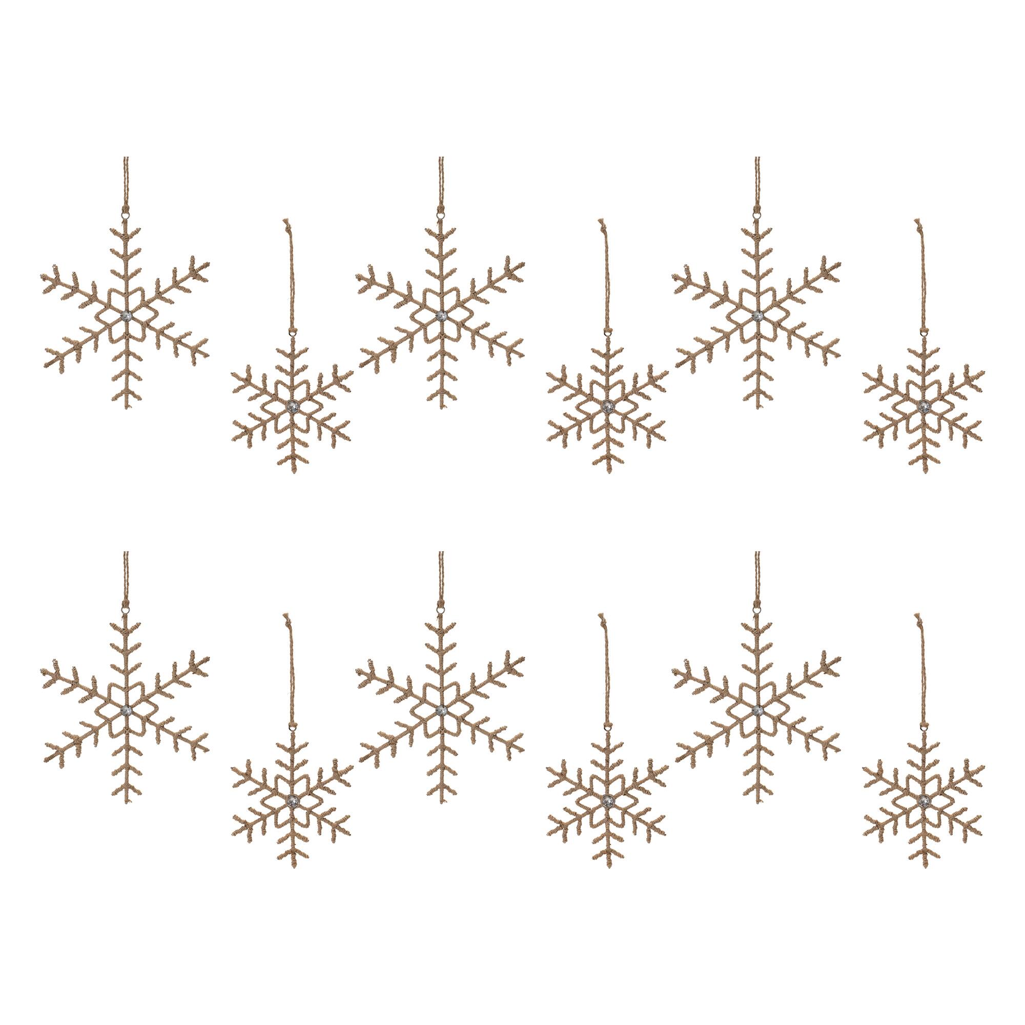 Jute Wrapped Metal Snowflake Oranment Set