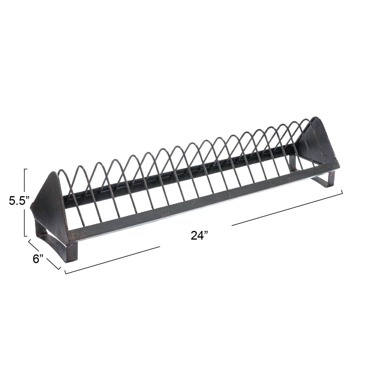 Hello Honey® 24" Distressed Black Rustic Farmhouse Metal Dish Rack
