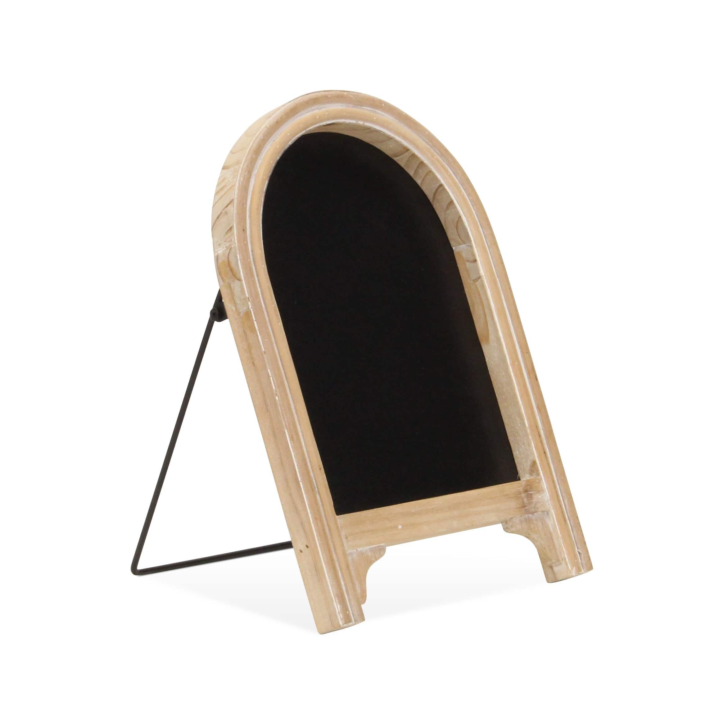 HomeRoots 11.75" Brown & Black Natural Wood Tabletop Easel Chalk Board