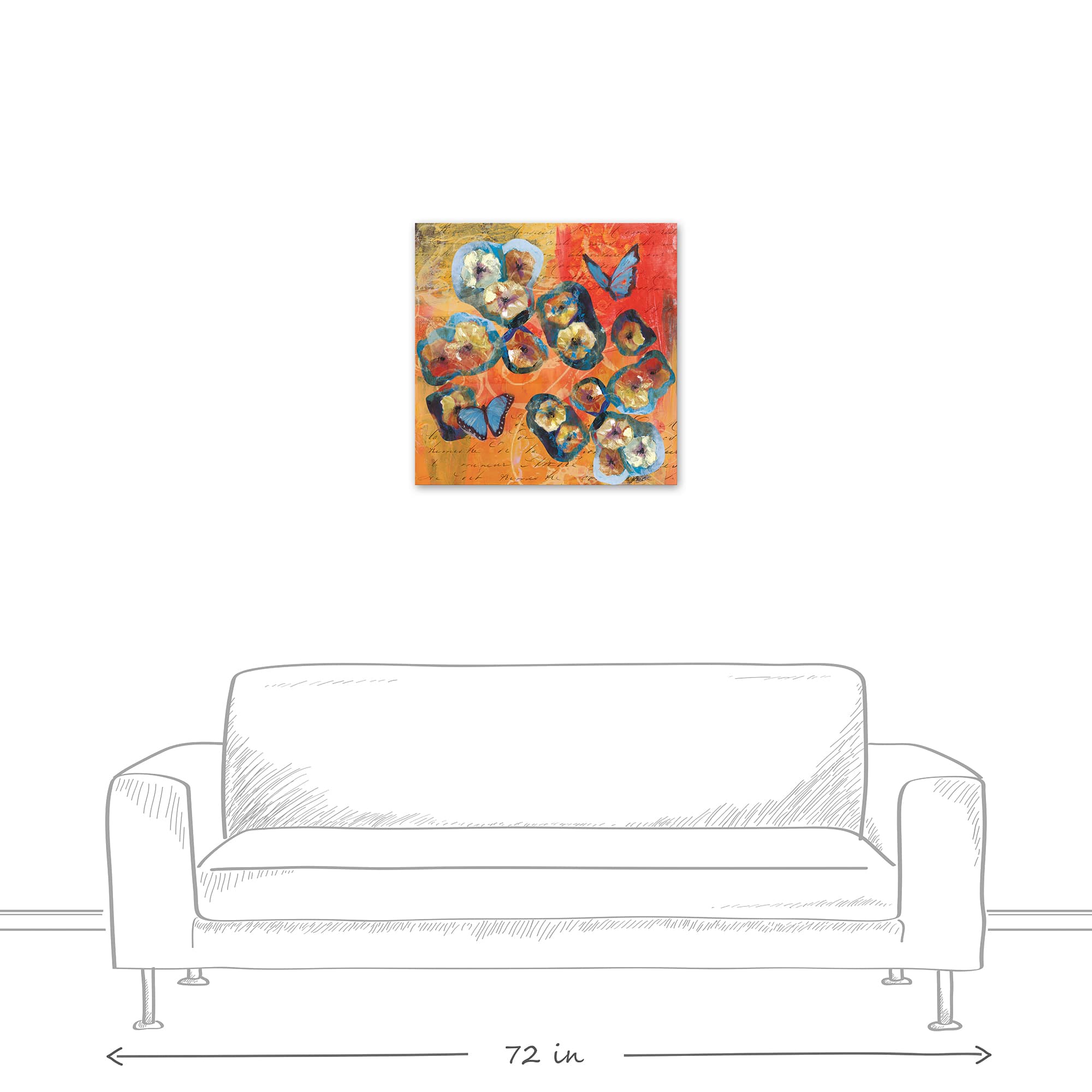 Blue And Orange Butterflies 24" x 24" Canvas Wall Art