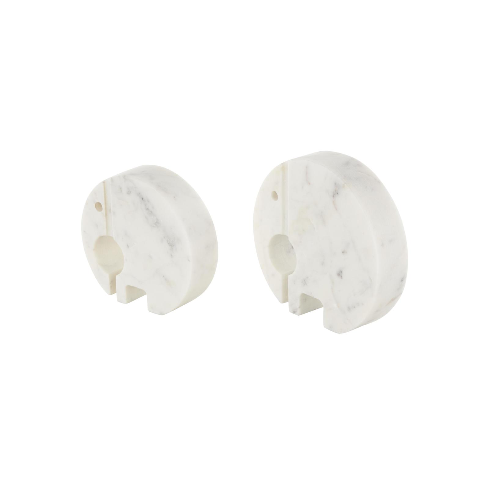 White & Gray Circular Abstract Marble Elephant Sculpture Set