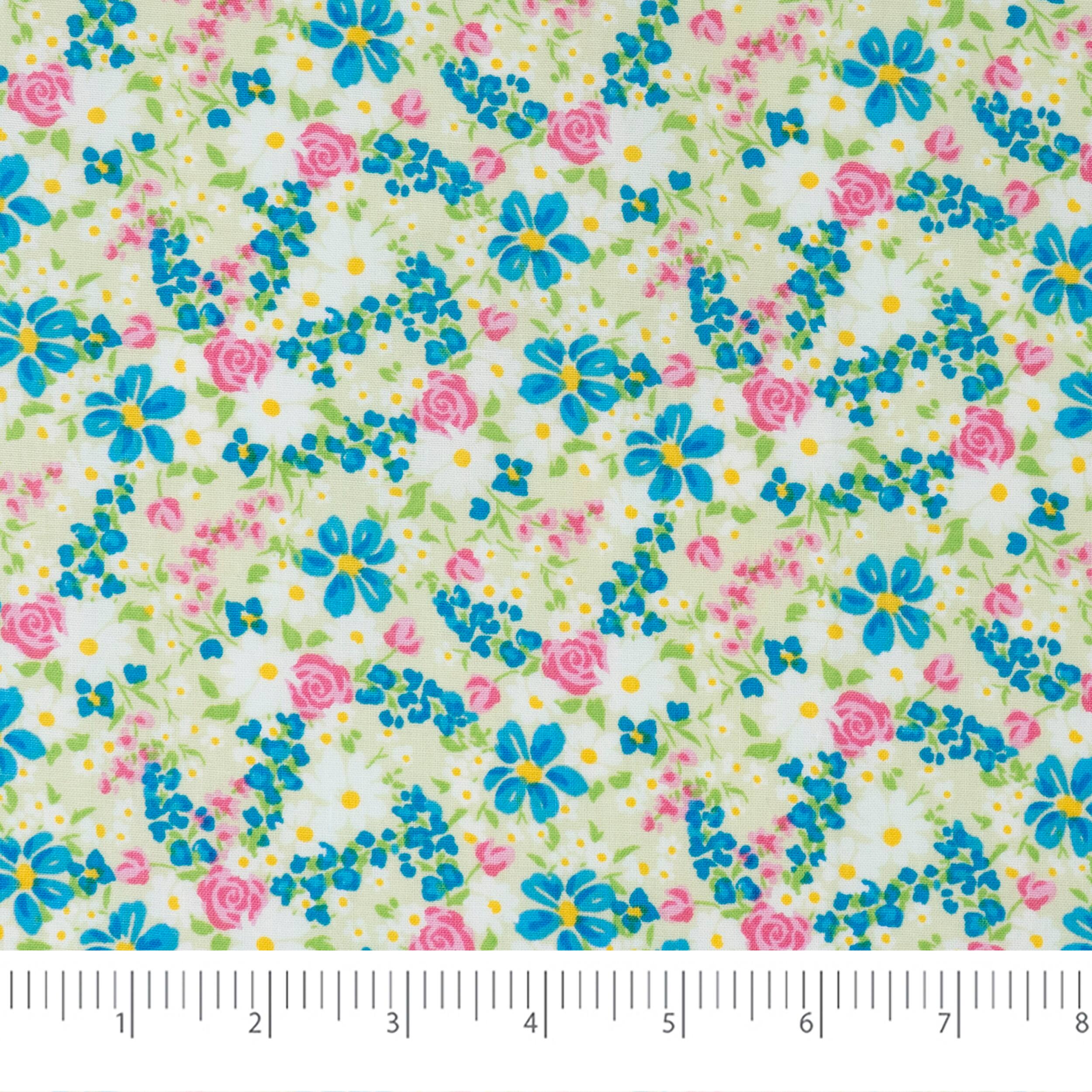 SINGER Pink Green Spring Premium Square Cotton Fabric Bundle 