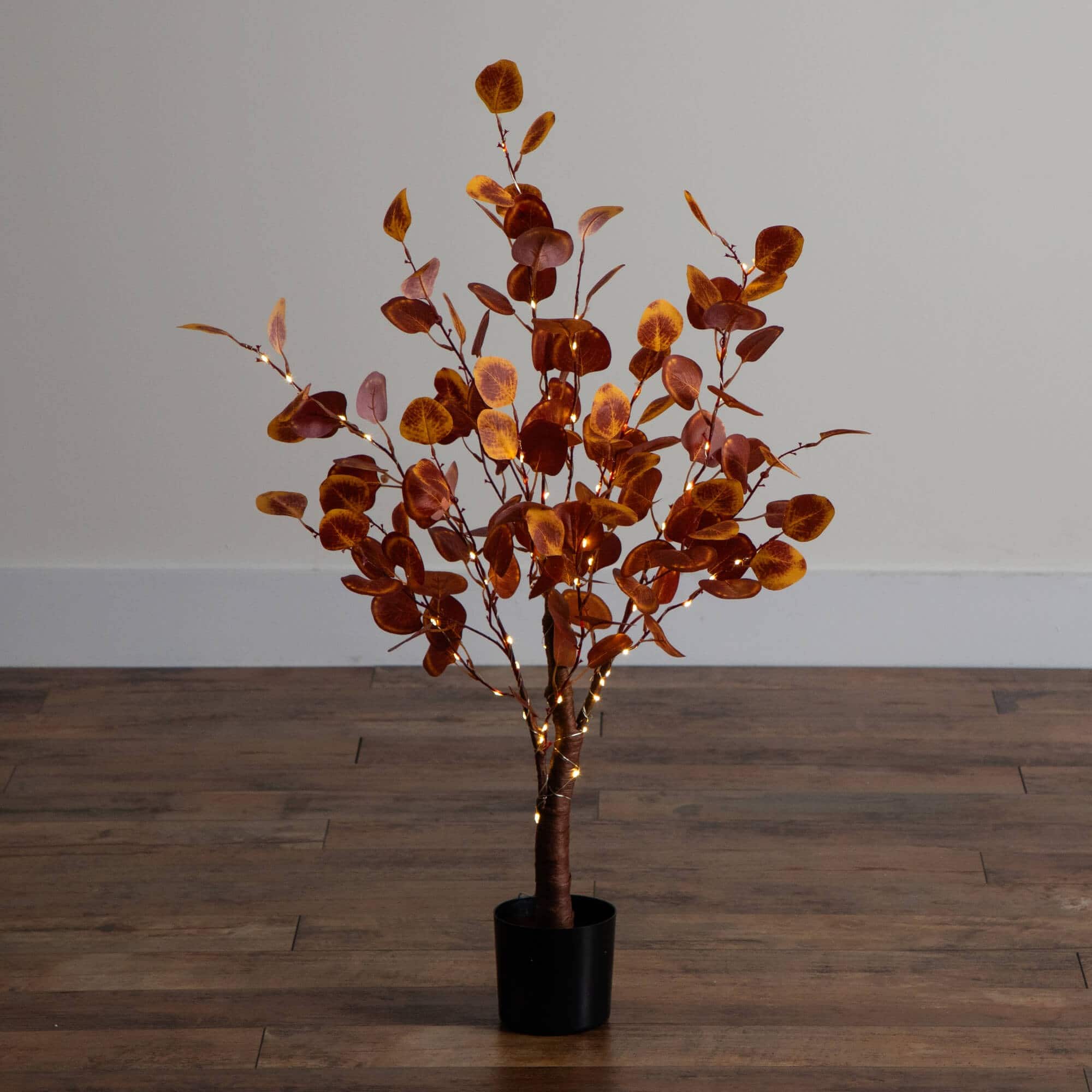 3ft. Pre-Lit Autumn Eucalyptus Artificial Fall Tree with 80 Warm White LED Lights