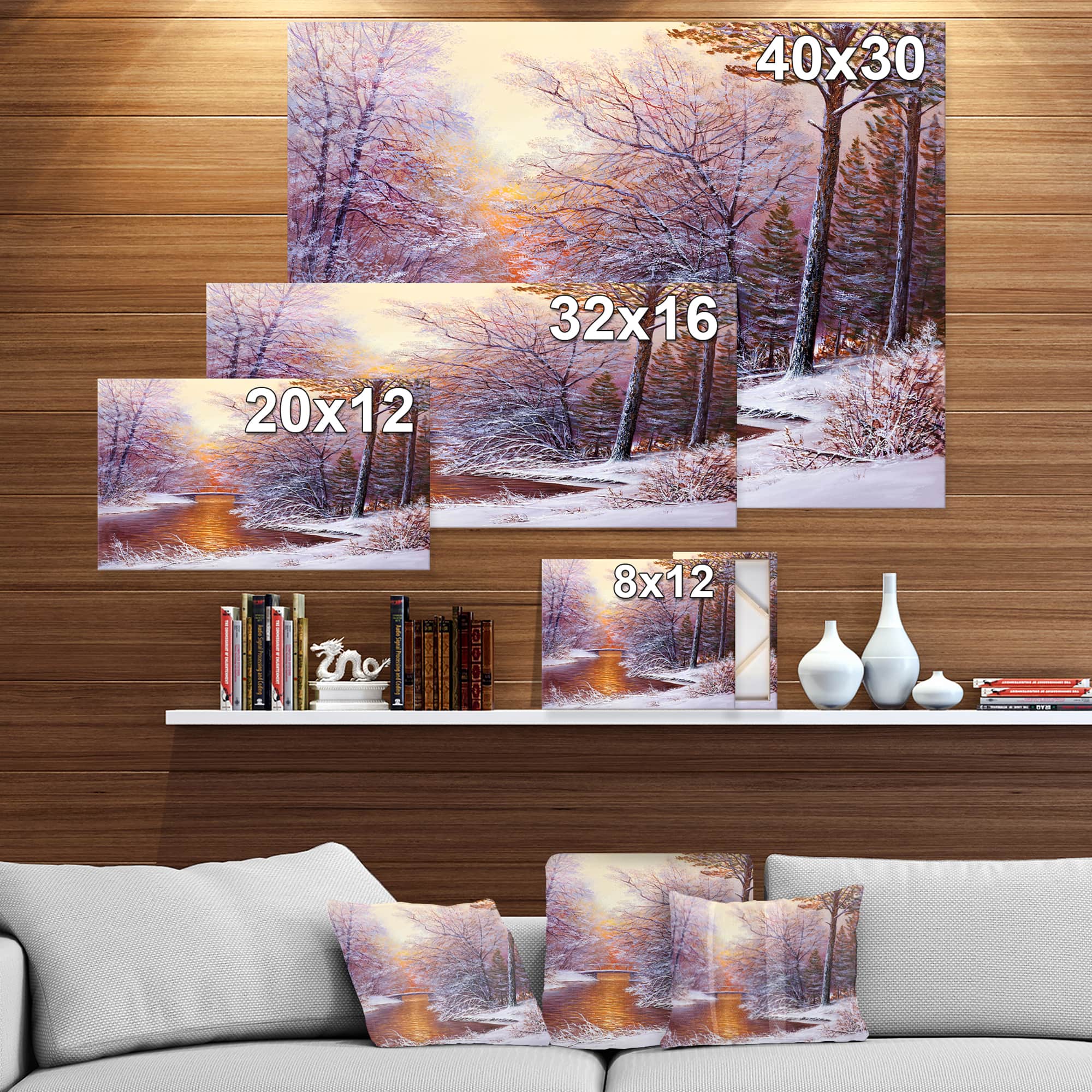 Designart - Winter Landscape with River