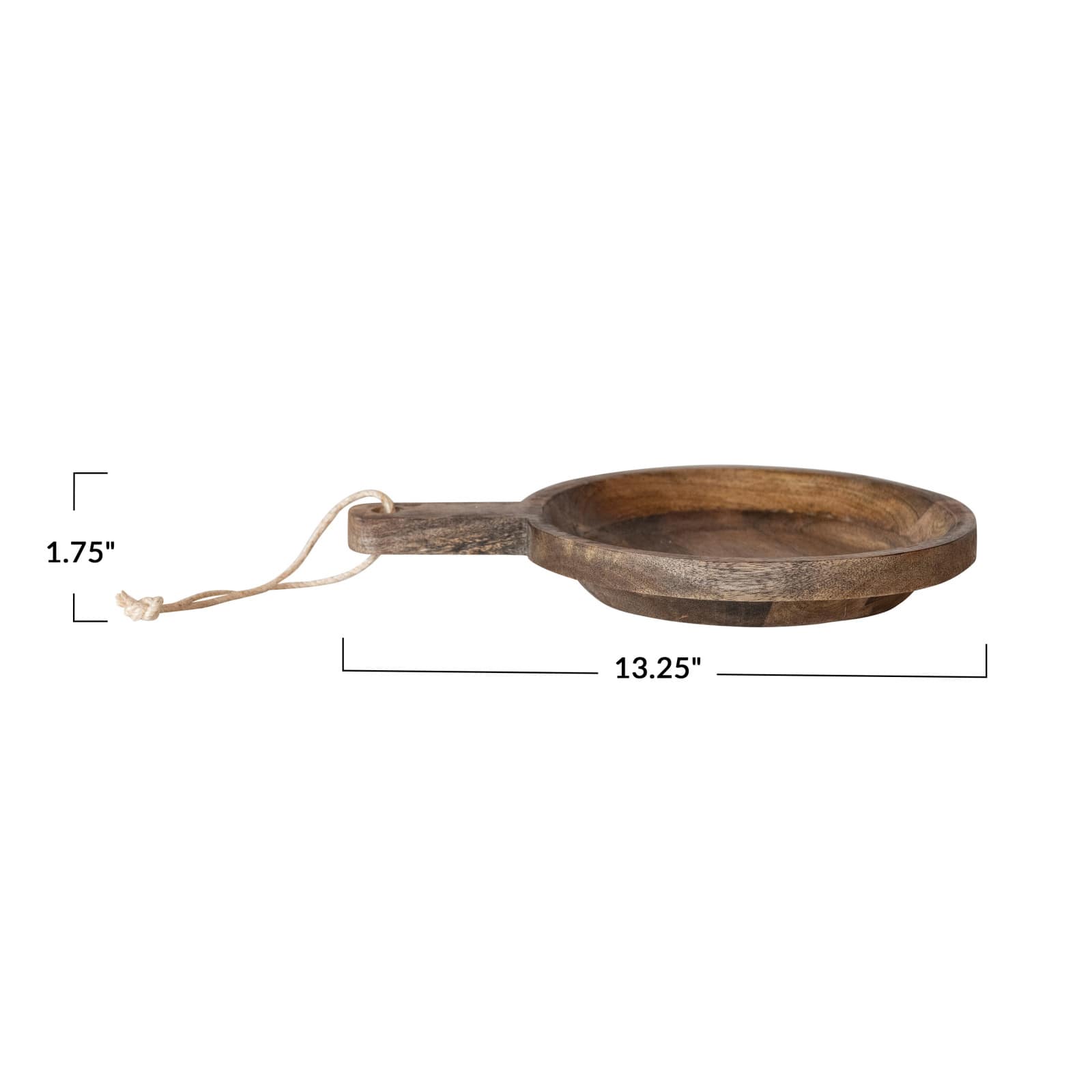 Hello Honey® 13.25" Natural Carved Mango Wood Bowl with Handle & Jute Tie