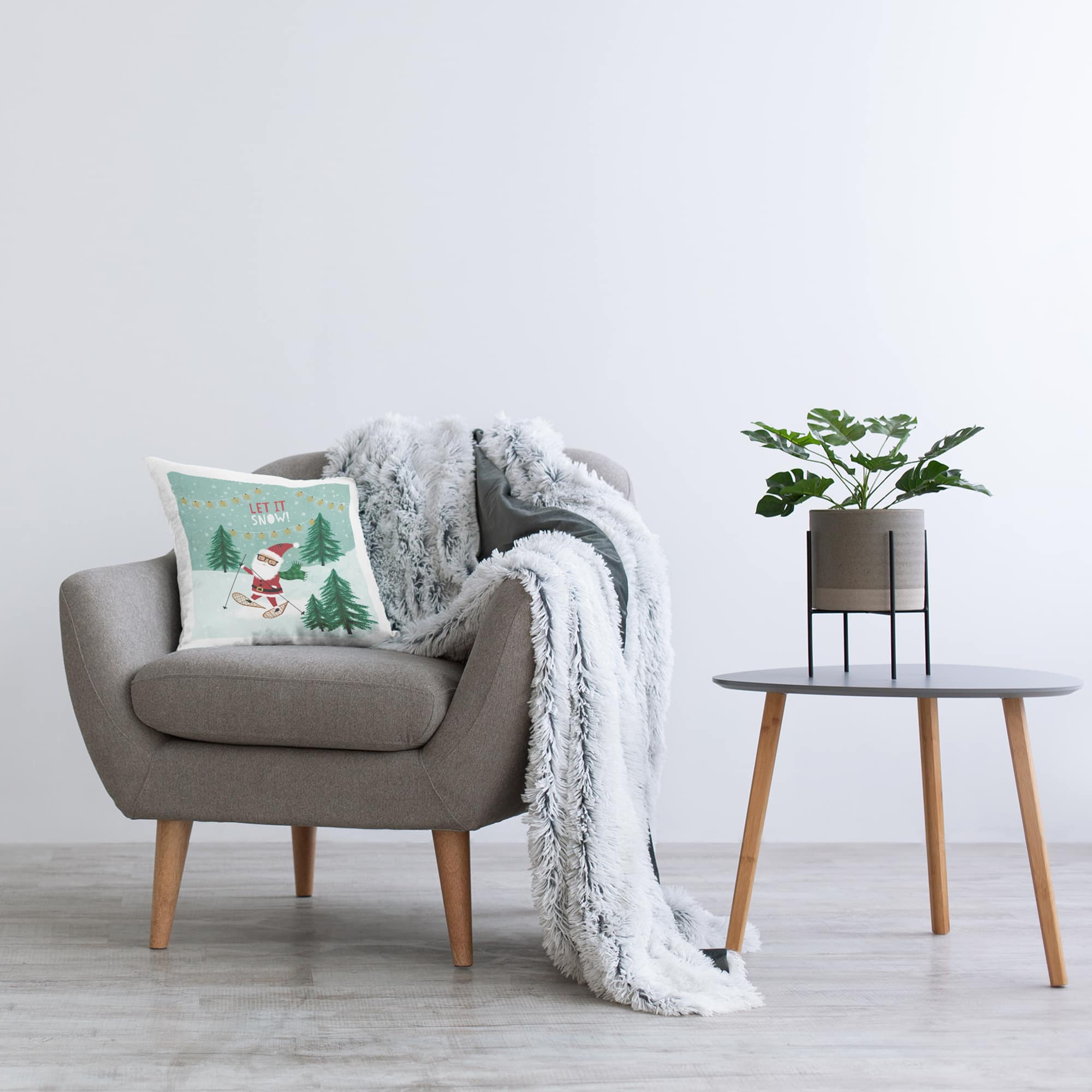 Stupell Industries Let It Snow Santa Snowshoes Pillow