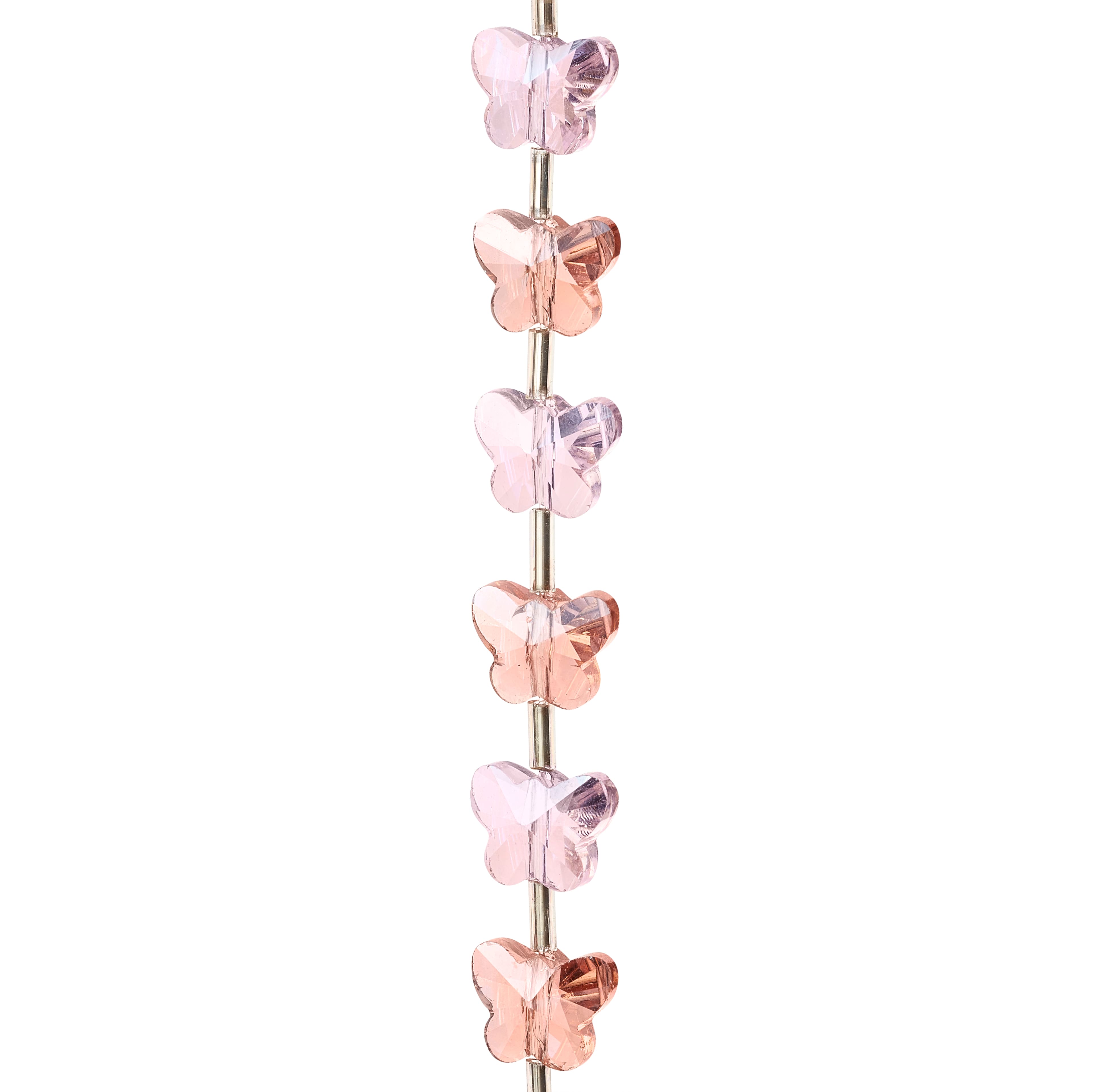 Pink Butterfly Glass Beads, 10mm by Bead Landing™