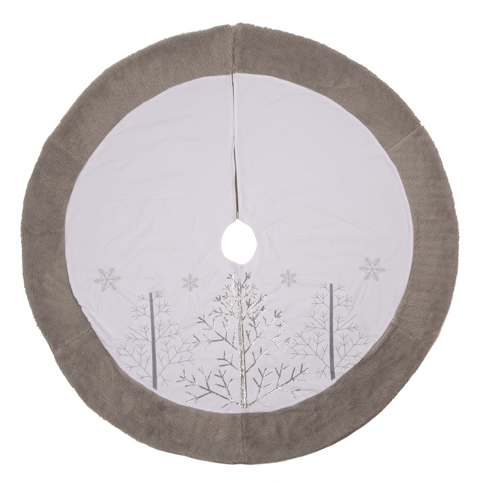 Glitzhome® White Fleece Christmas Stocking & Tree Skirt Set