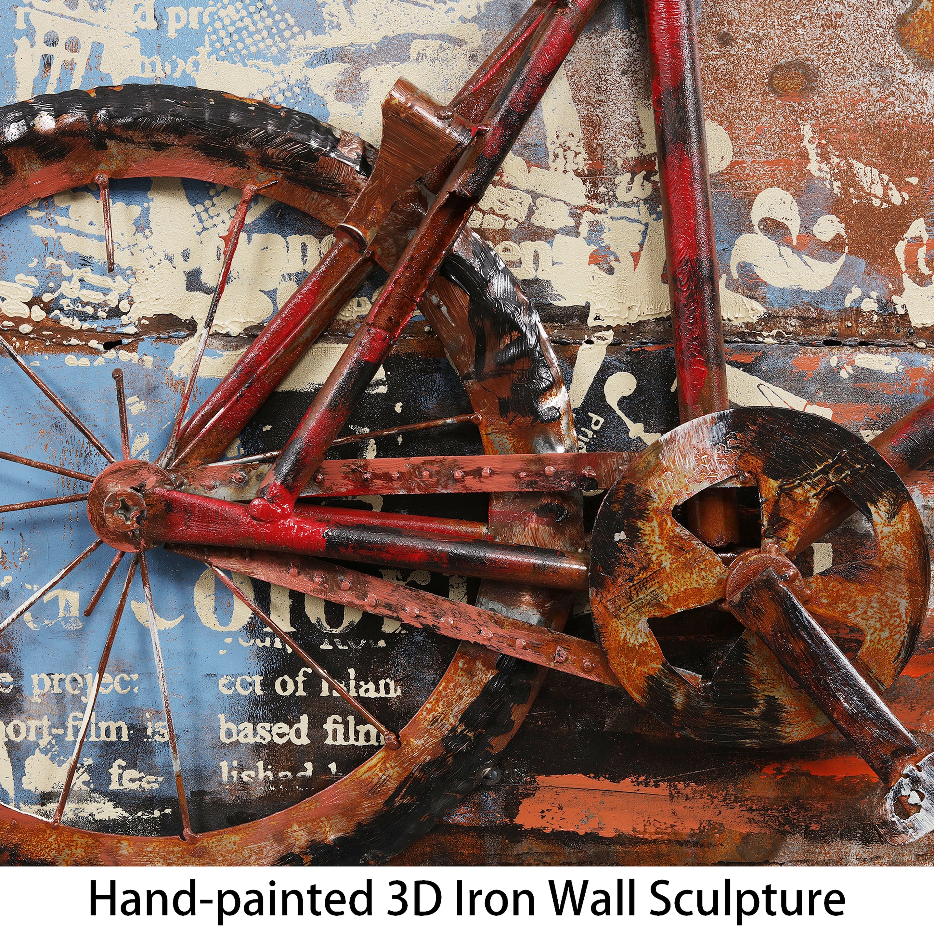 Empire Art Direct 32" x 32" Biking Mixed Media 3D Iron Hand Painted Dimensional Wall Sculpture