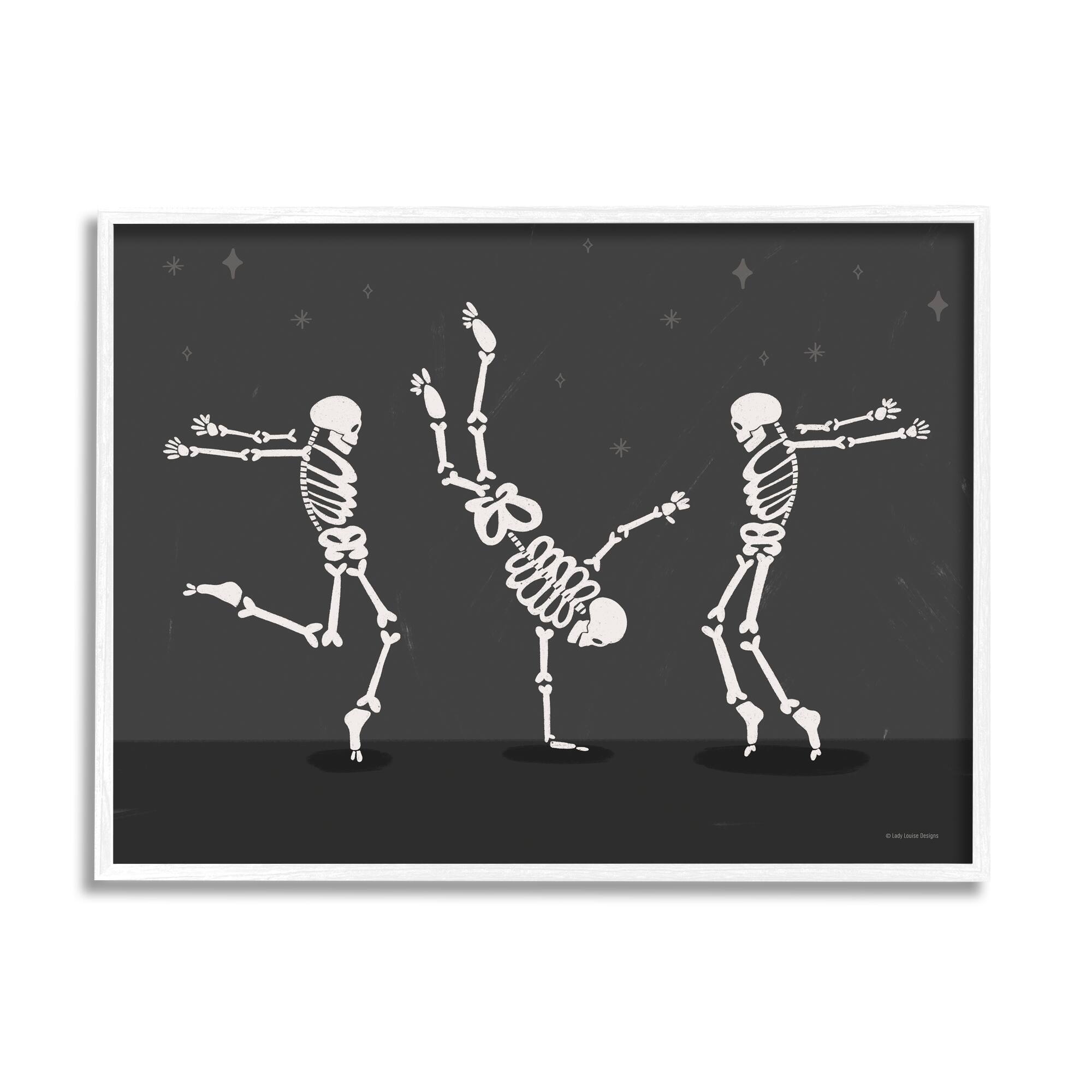 Stupell Industries Three Dancing Skeletons Framed Giclee Art