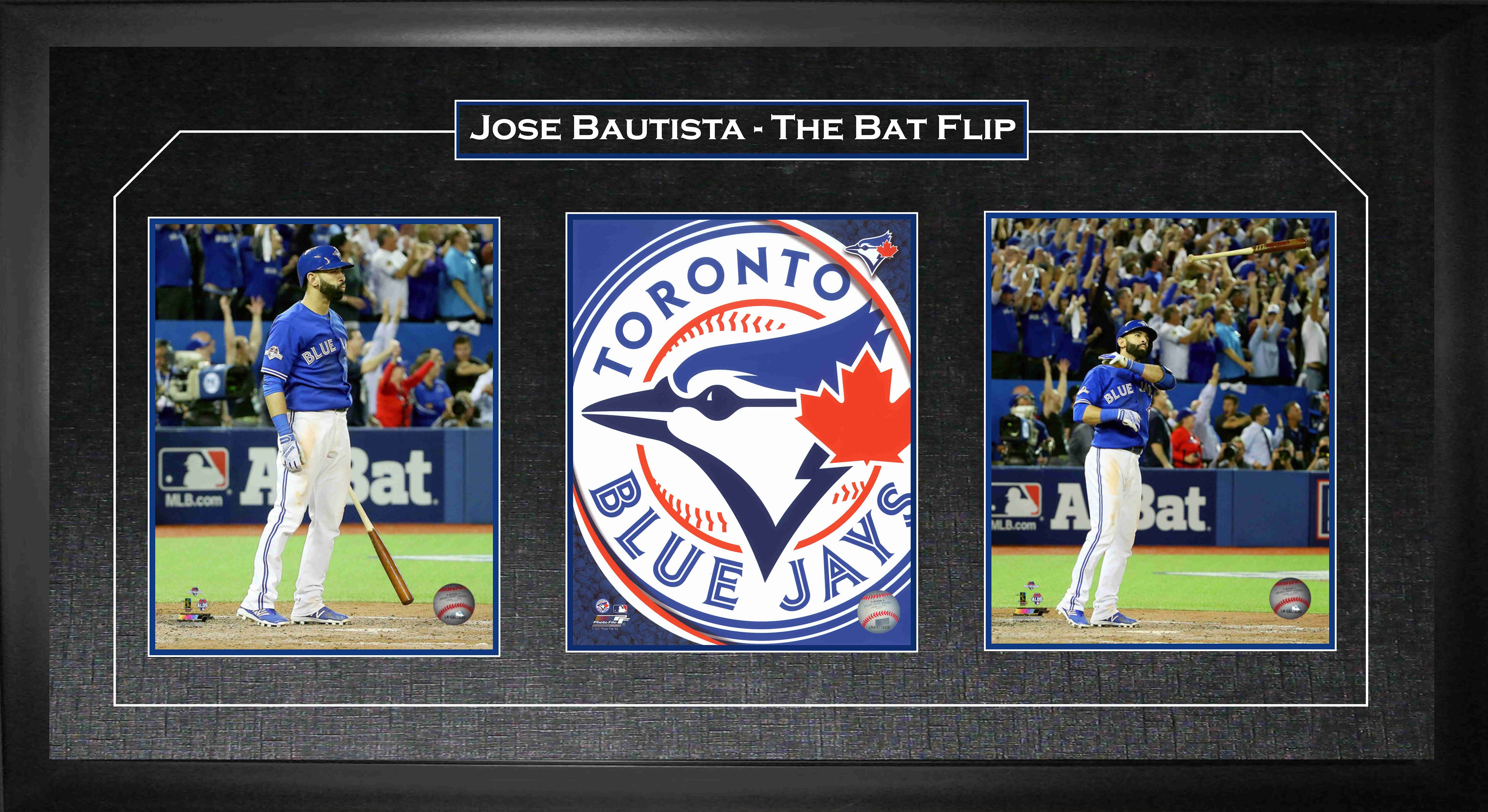 Jose Bautista Toronto Blue Jays Triple 8" x 10" Photo Frame The Bat Flip 34" x 19.25"