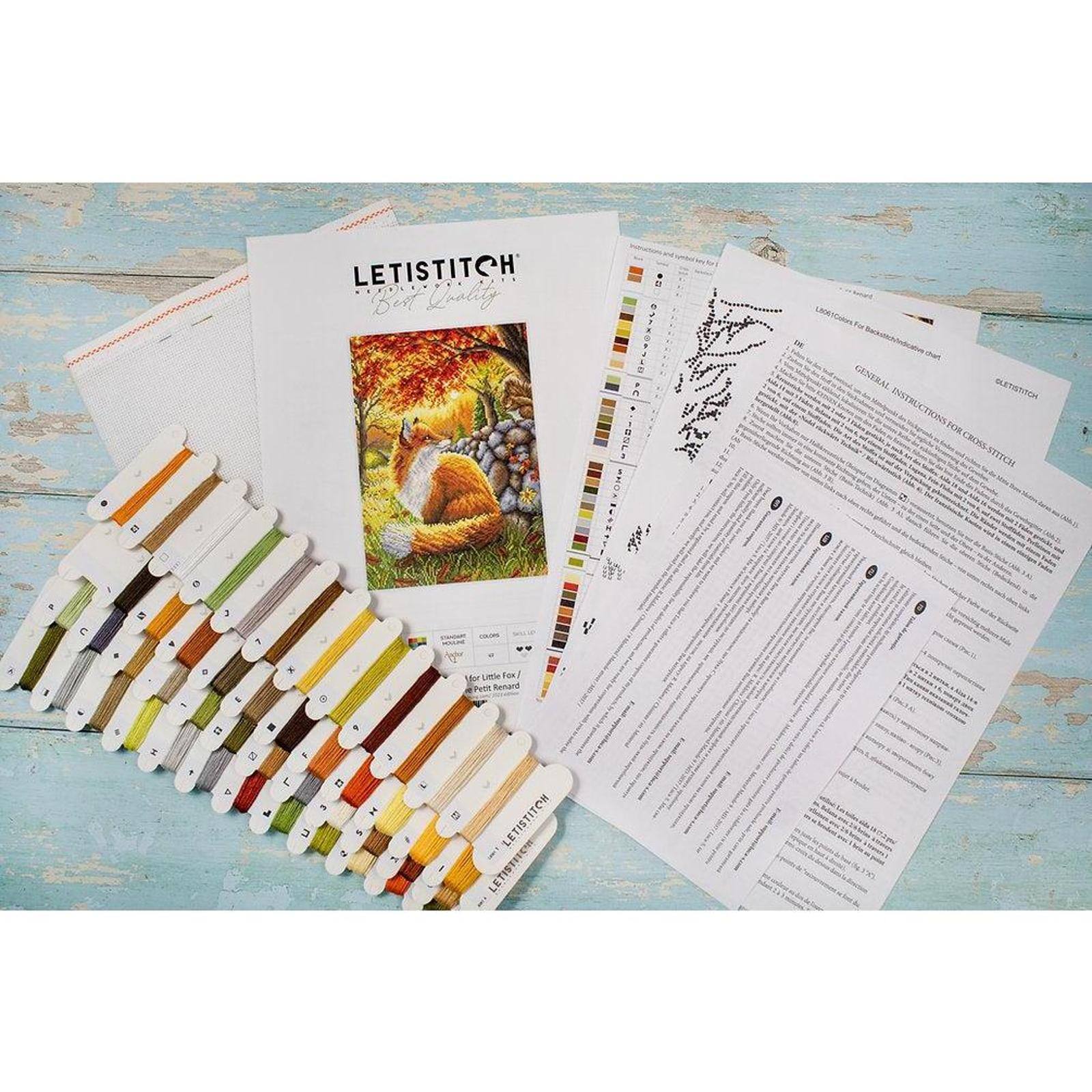 LetiStitch A Friend for Little Fox Counted Cross Stitch Kit