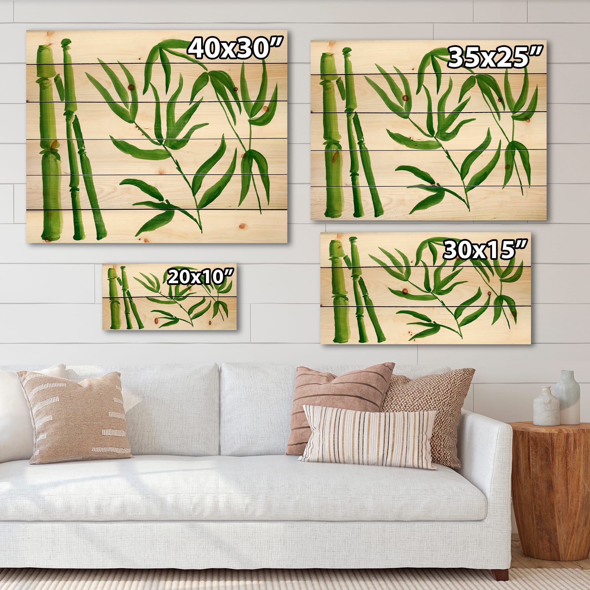 Designart - Bamboo Branches In The Forest IV - Tropical Print on Natural Pine Wood