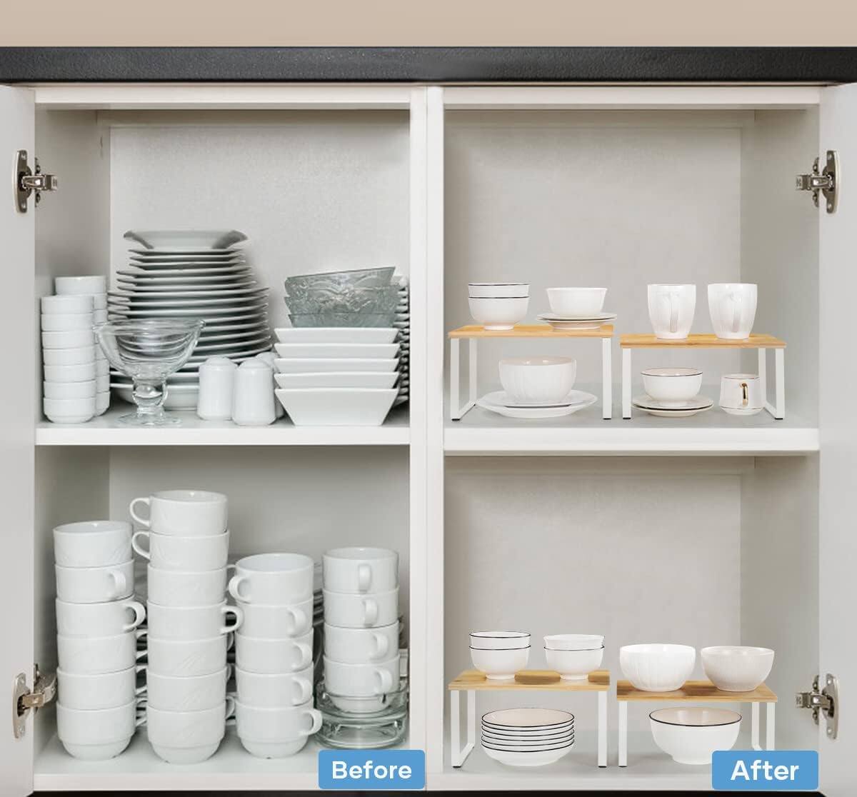Bamboo Kitchen Cabinet & Counter Shelf Organizer