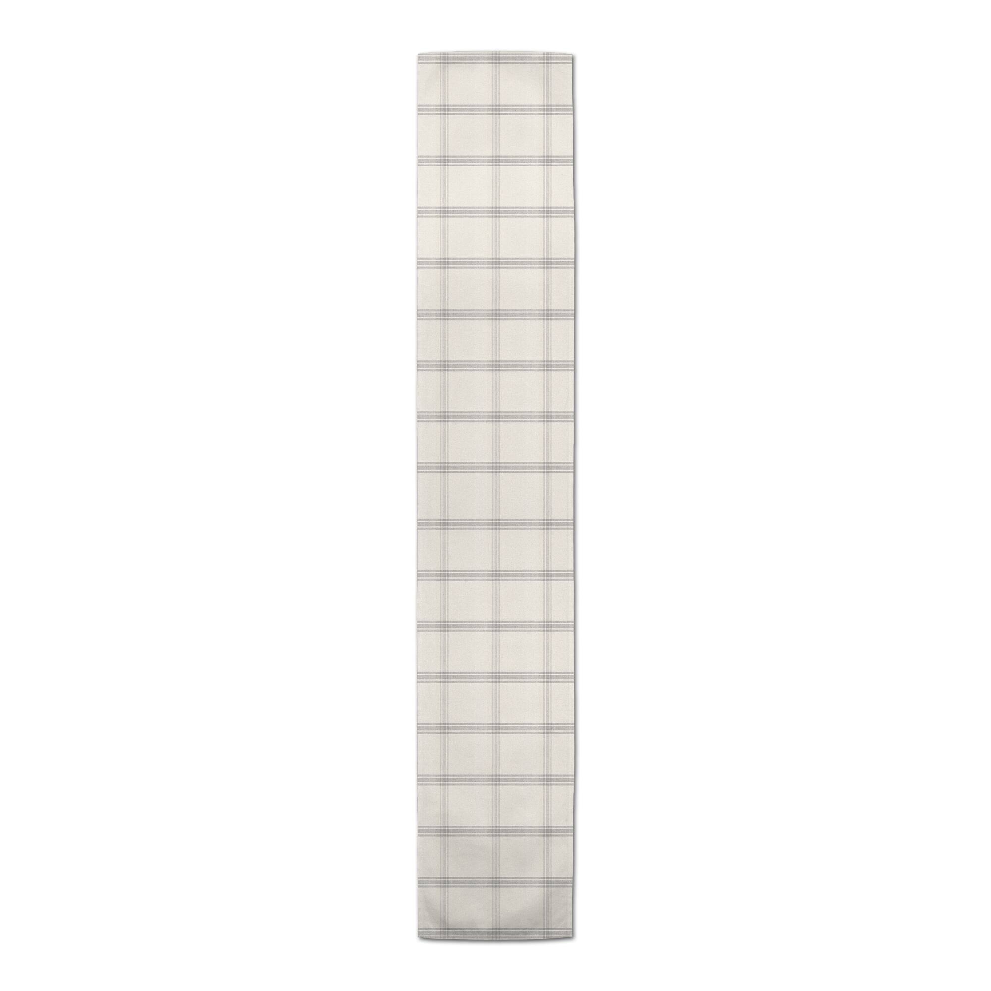 90" Gray Plaid Linen Table Runner