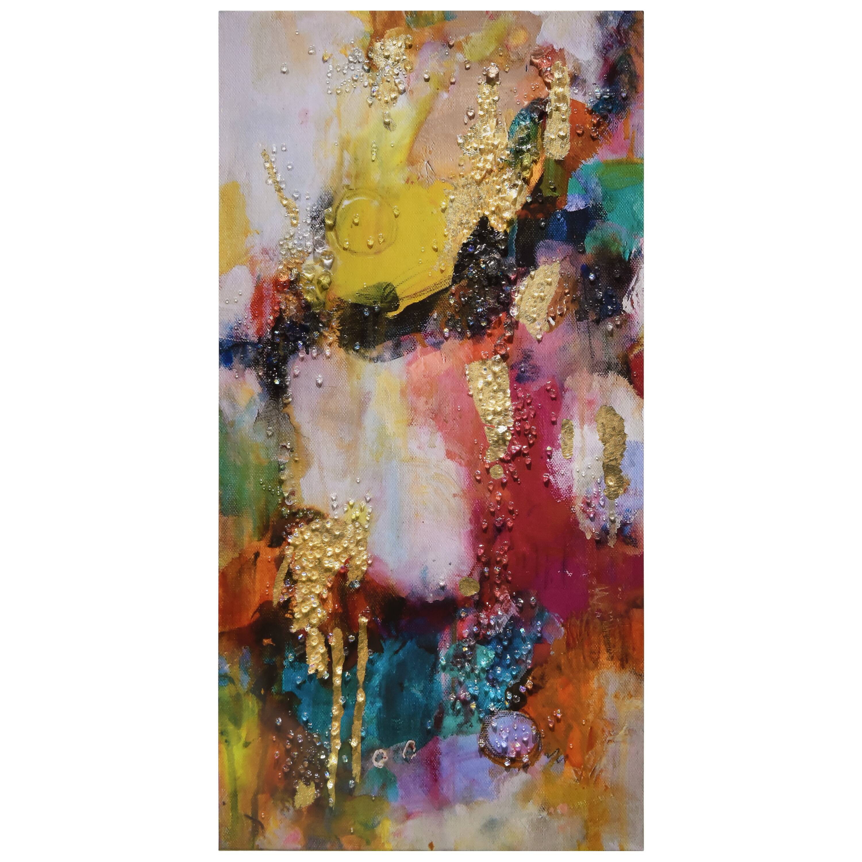 Empire Art Direct Arte De Crystallus 48" x 24" Colorful Symphony I Crystal Epoxy Wrapped Glossy Abstract Canvas Wall Art